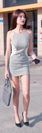 飄飄美術館大長腿短裙完美身材氣質女郎