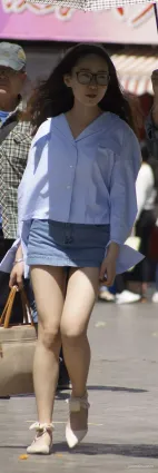 牛仔熱褲裙白皙修長雙腿氣質妹紙