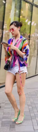 高挑熱褲大長腿時尚氣質女郎
