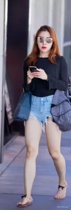 清新牛仔熱褲時尚大包包