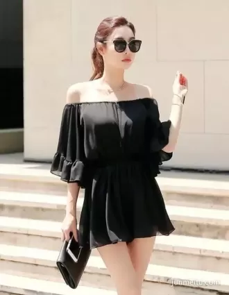 街拍美女 | 黑色連衣裙氣質墨鏡妹紙
