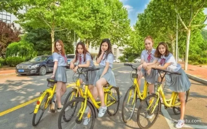 街拍美女 | 小黃車ofo妹紙 青春時尚流行