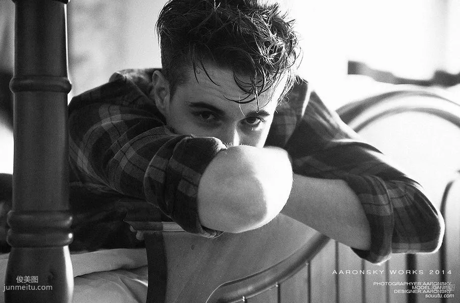 Sad Handsome Guy, Western Male Model Black and White Photo Images photo 3