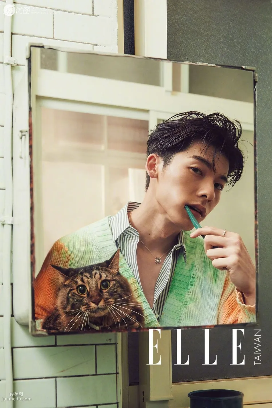 台湾帅气演员许光汉时尚潮流穿着登《ELLE》杂志写真图集套图2