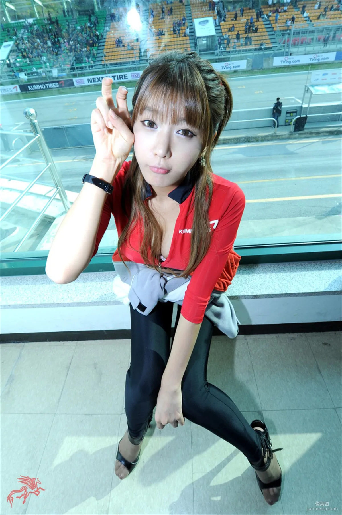 Race Queen Heo Yun Mi, Red Clothes Tight Pants Series HD Set photo 43