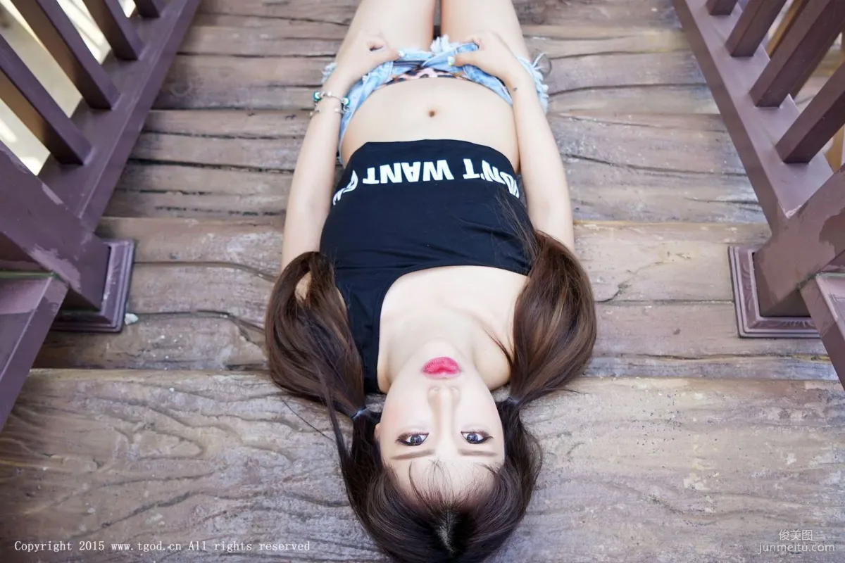 Akiki Zhu Ruomu, Yunman Travel Shoot, Denim Hot Pants, Sheer Gauze Girl Series [TGOD] Photo Set photo 10