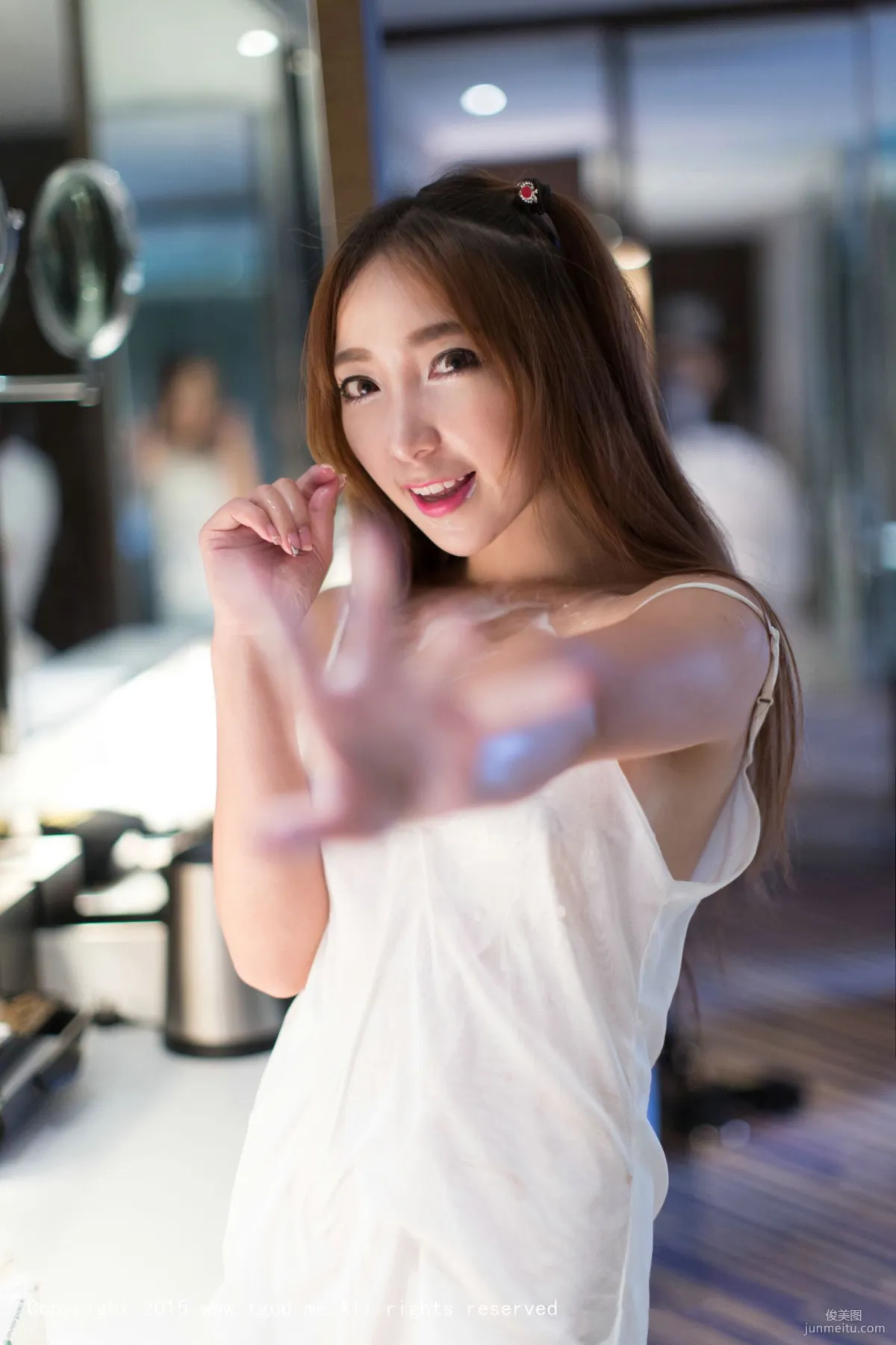 Huang Xinyuan chobits Summer Sexy Private Shoot Black Stockings, Teaching Whip, Bathroom Series [TGOD] Photo Set photo 29