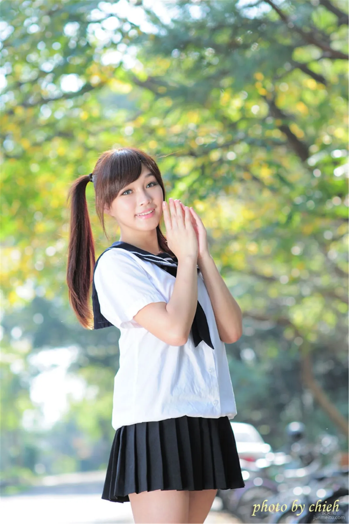 Taiwan Mingde High School Campus Beauty Liang Liang, Campus Street Snap Photo Set photo 6