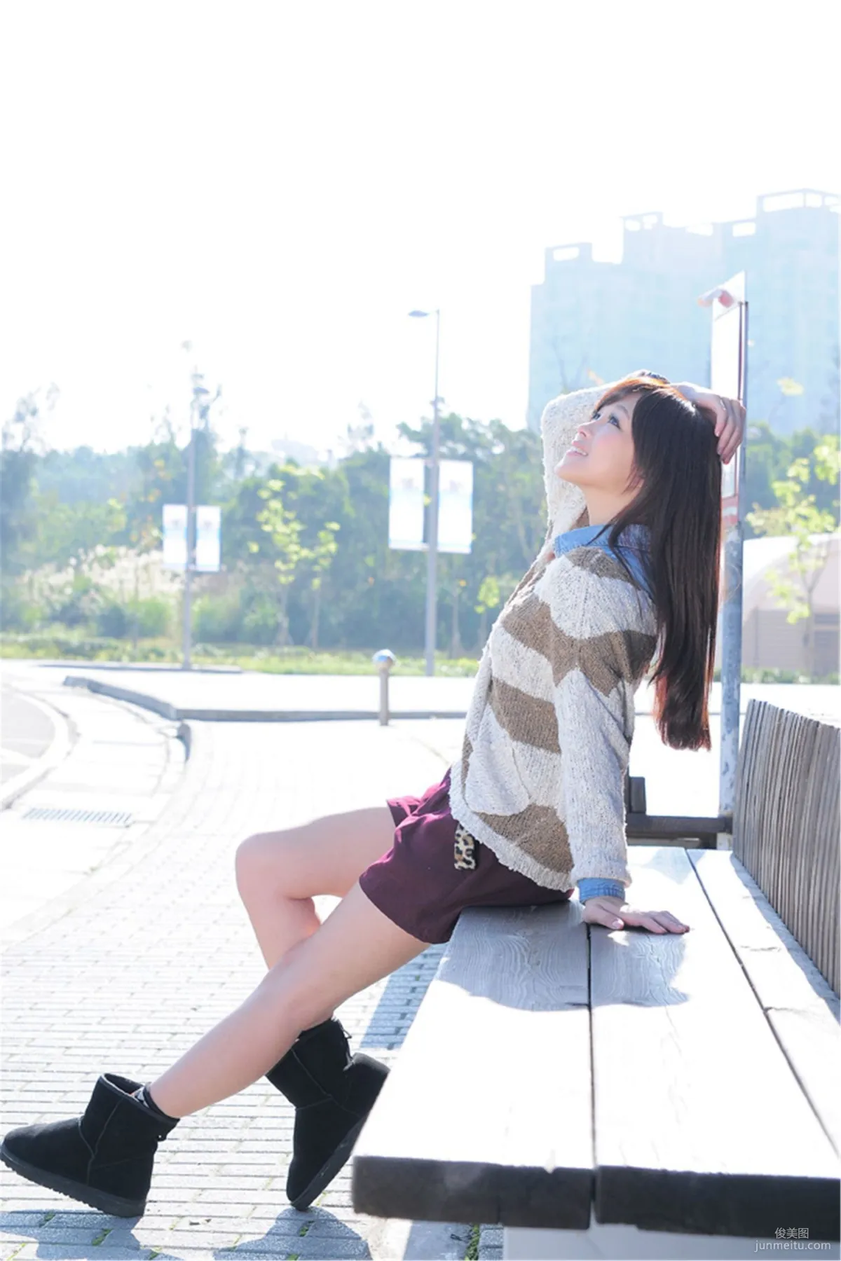 Taiwan Mingde High School Campus Beauty Liang Liang, Campus Street Snap Photo Set photo 13