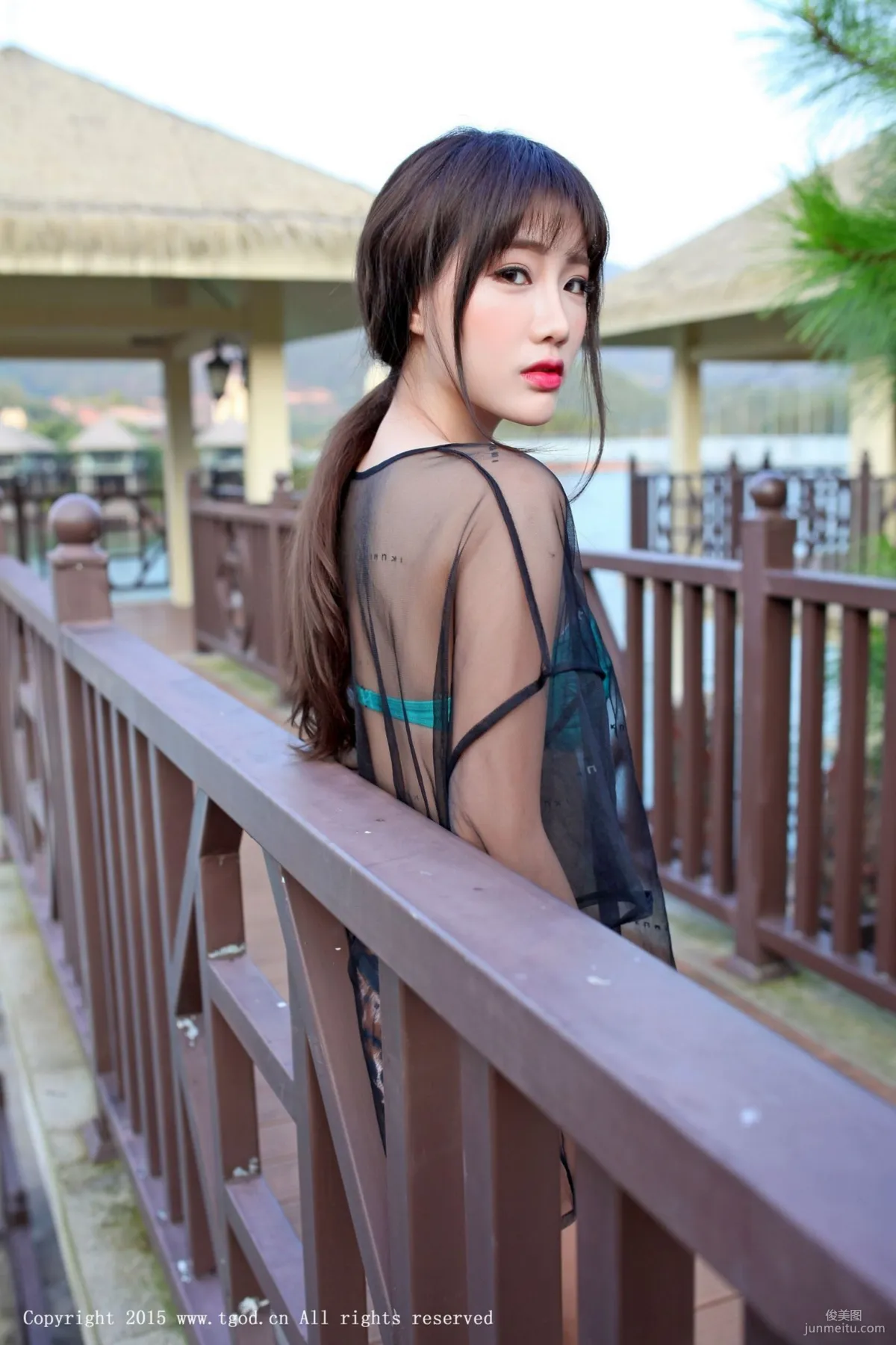 Akiki Zhu Ruomu, Yunman Travel Shoot, Denim Hot Pants, Sheer Gauze Girl Series [TGOD] Photo Set photo 30