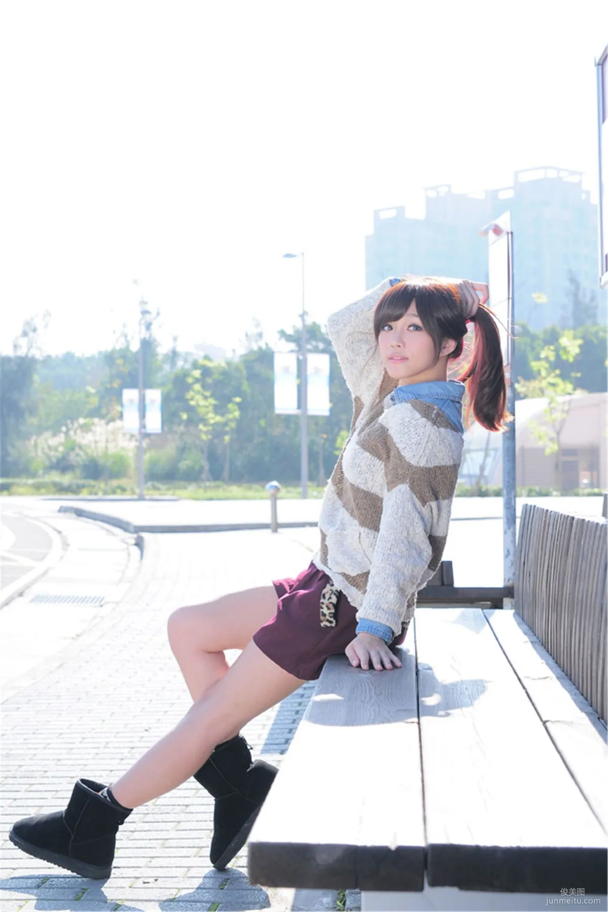Taiwan Mingde High School Campus Beauty Liang Liang, Campus Street Snap Photo Set photo 14