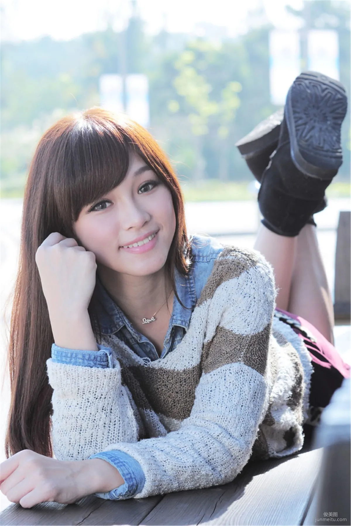 Taiwan Mingde High School Campus Beauty Liang Liang, Campus Street Snap Photo Set photo 16