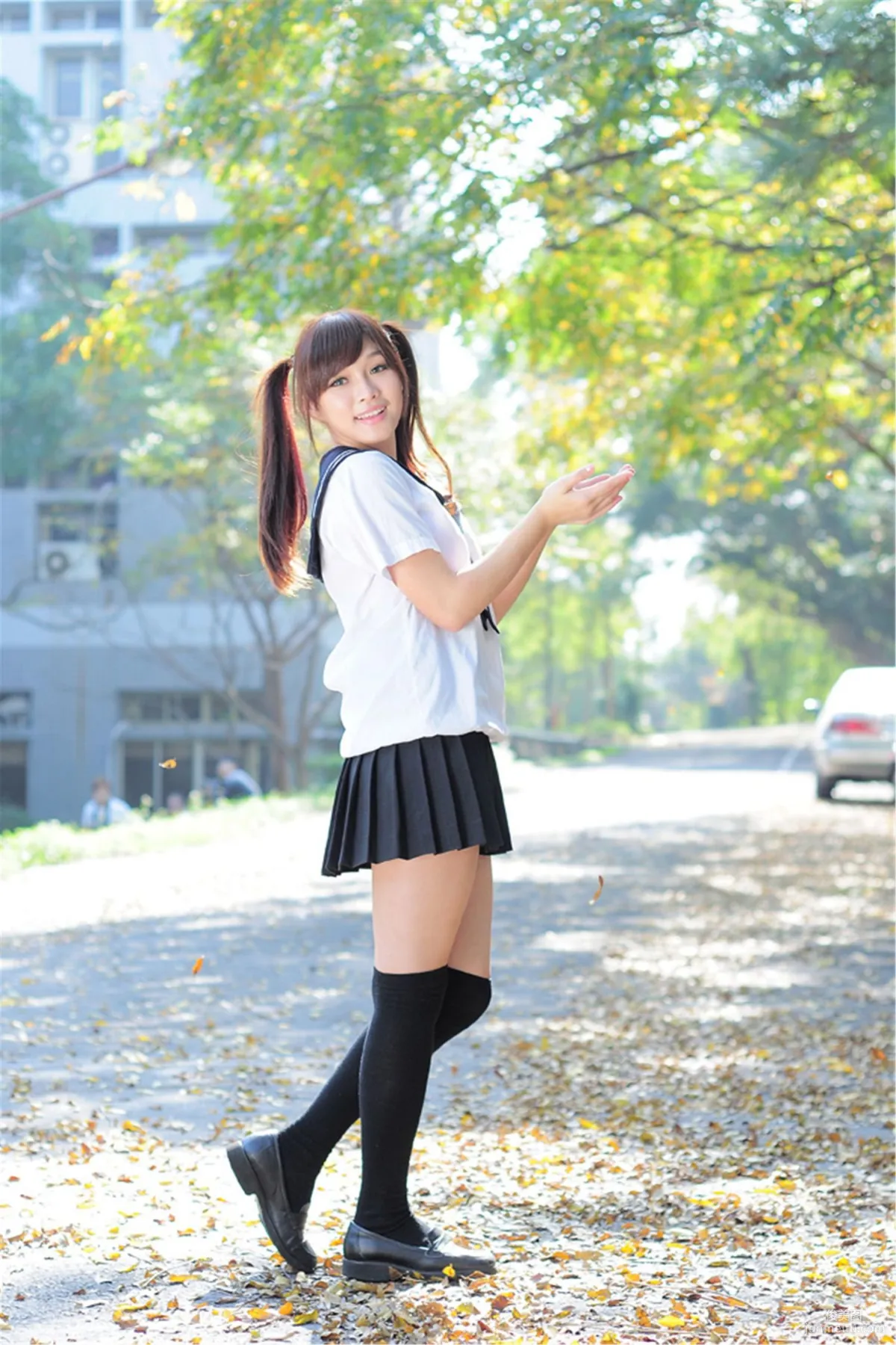 Taiwan Mingde High School Campus Beauty Liang Liang, Campus Street Snap Photo Set photo 5