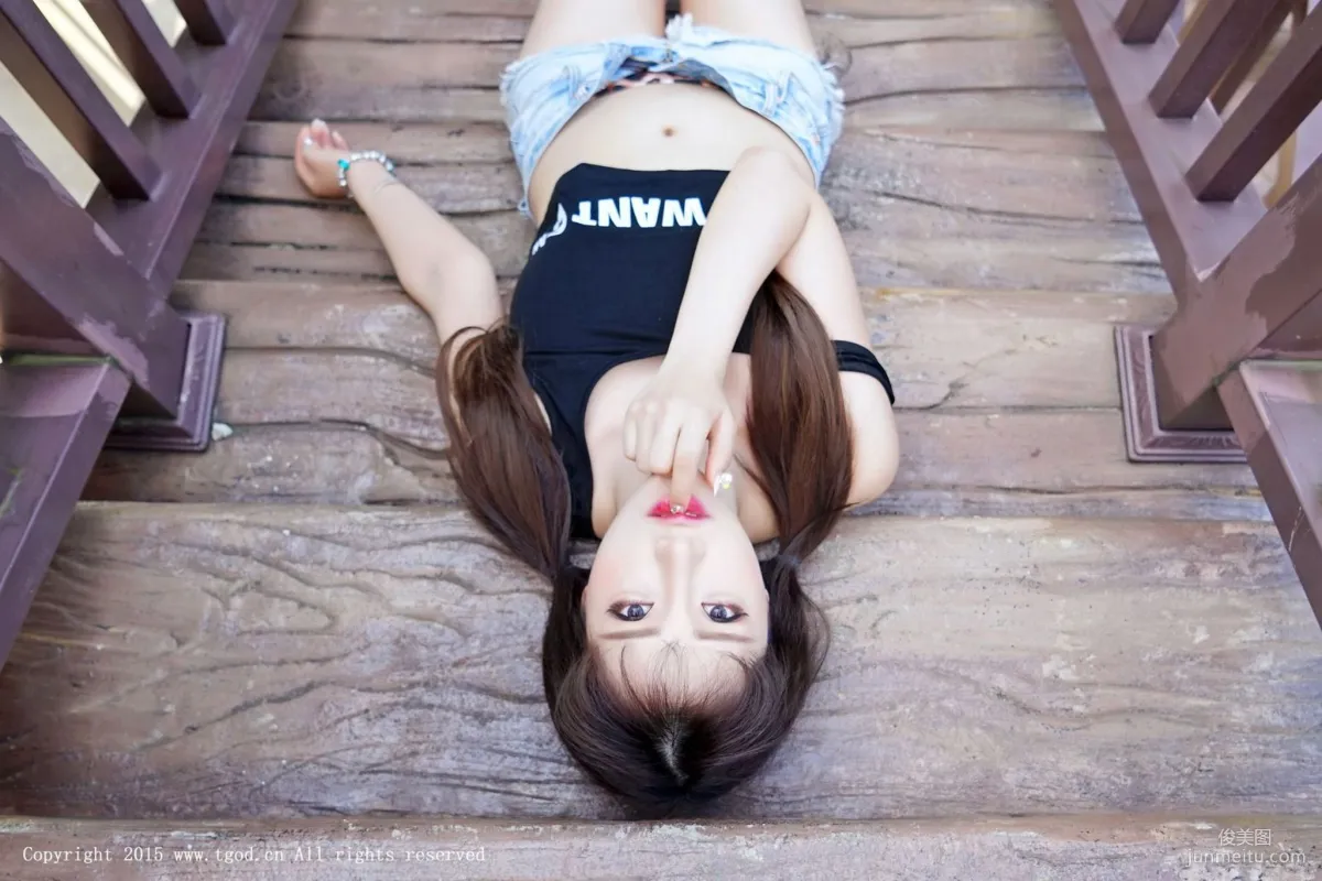 Akiki Zhu Ruomu, Yunman Travel Shoot, Denim Hot Pants, Sheer Gauze Girl Series [TGOD] Photo Set photo 7