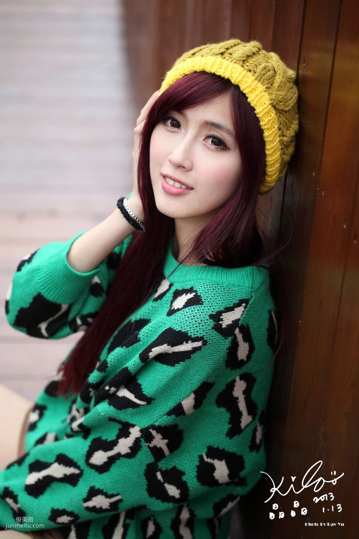 Taiwan Model Liao Tingling/Kila Jingjing, Green Long Coat + Long Boots, Street Snap Photo Set photo 41