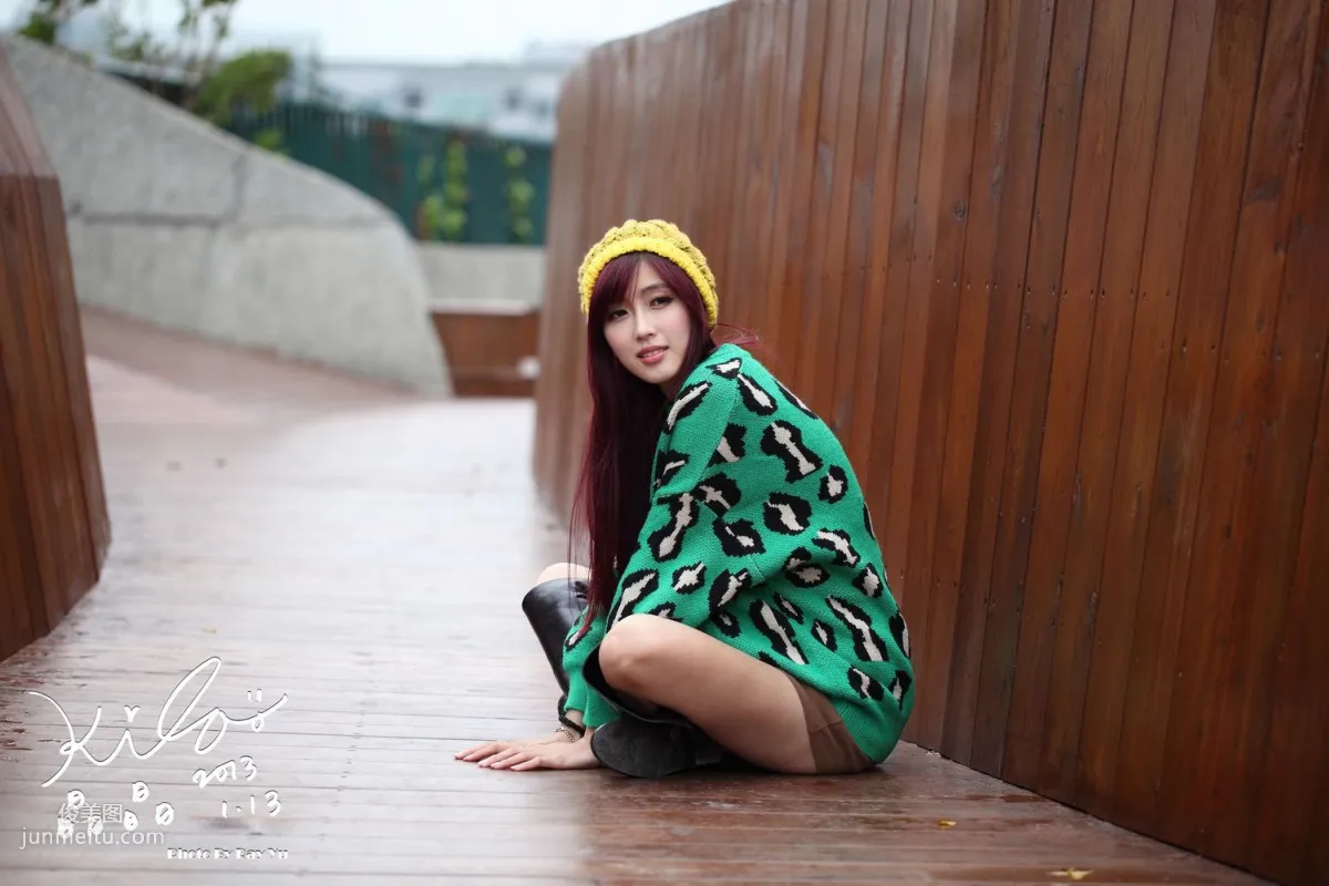 Taiwan Model Liao Tingling/Kila Jingjing, Green Long Coat + Long Boots, Street Snap Photo Set photo 43