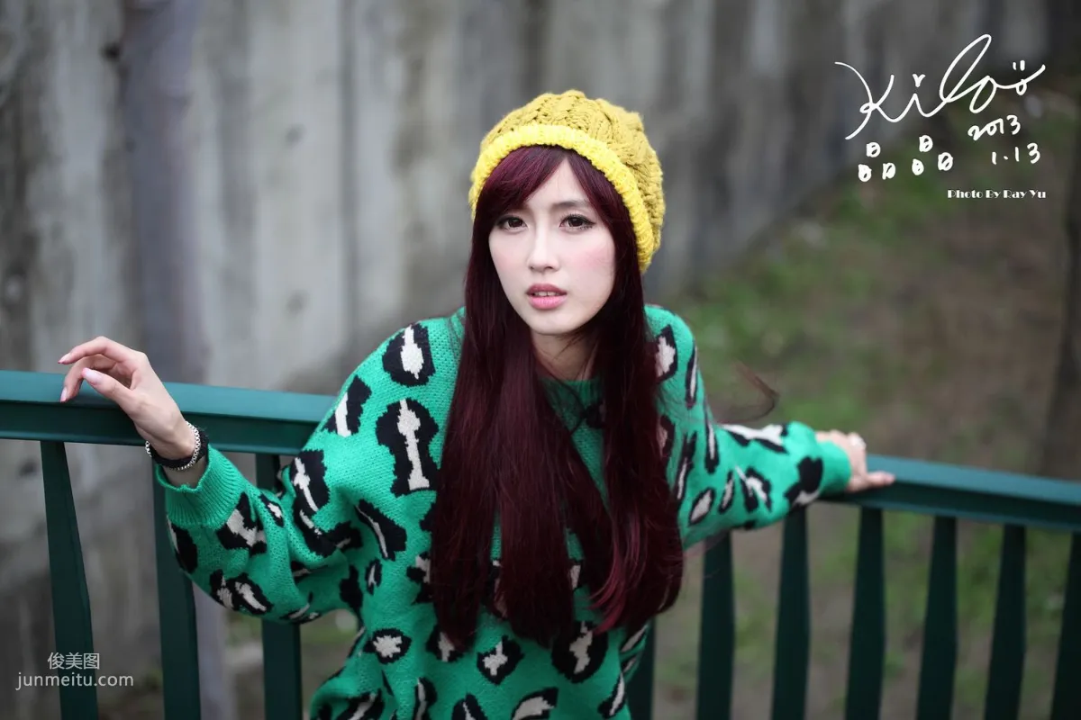Taiwan Model Liao Tingling/Kila Jingjing, Green Long Coat + Long Boots, Street Snap Photo Set photo 25