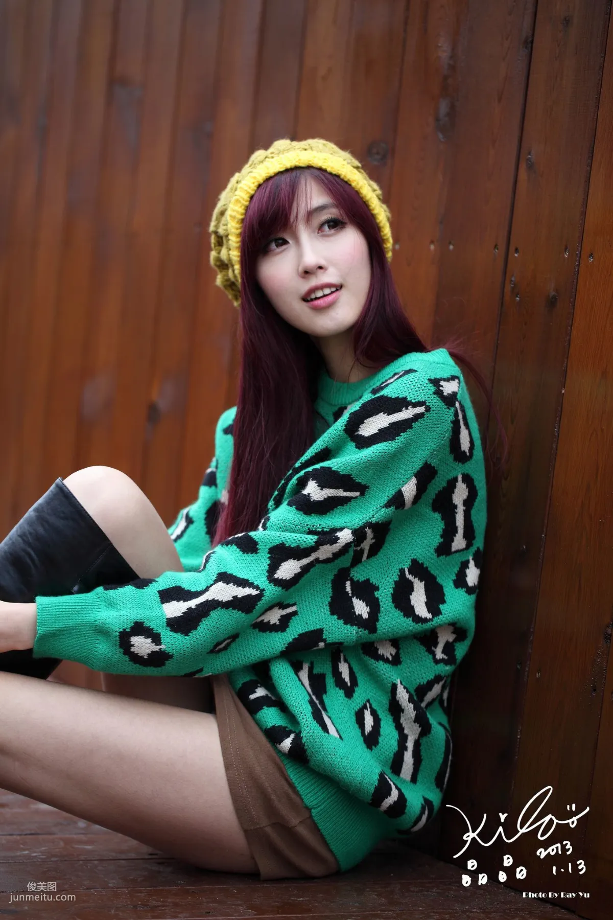 Taiwan Model Liao Tingling/Kila Jingjing, Green Long Coat + Long Boots, Street Snap Photo Set photo 75
