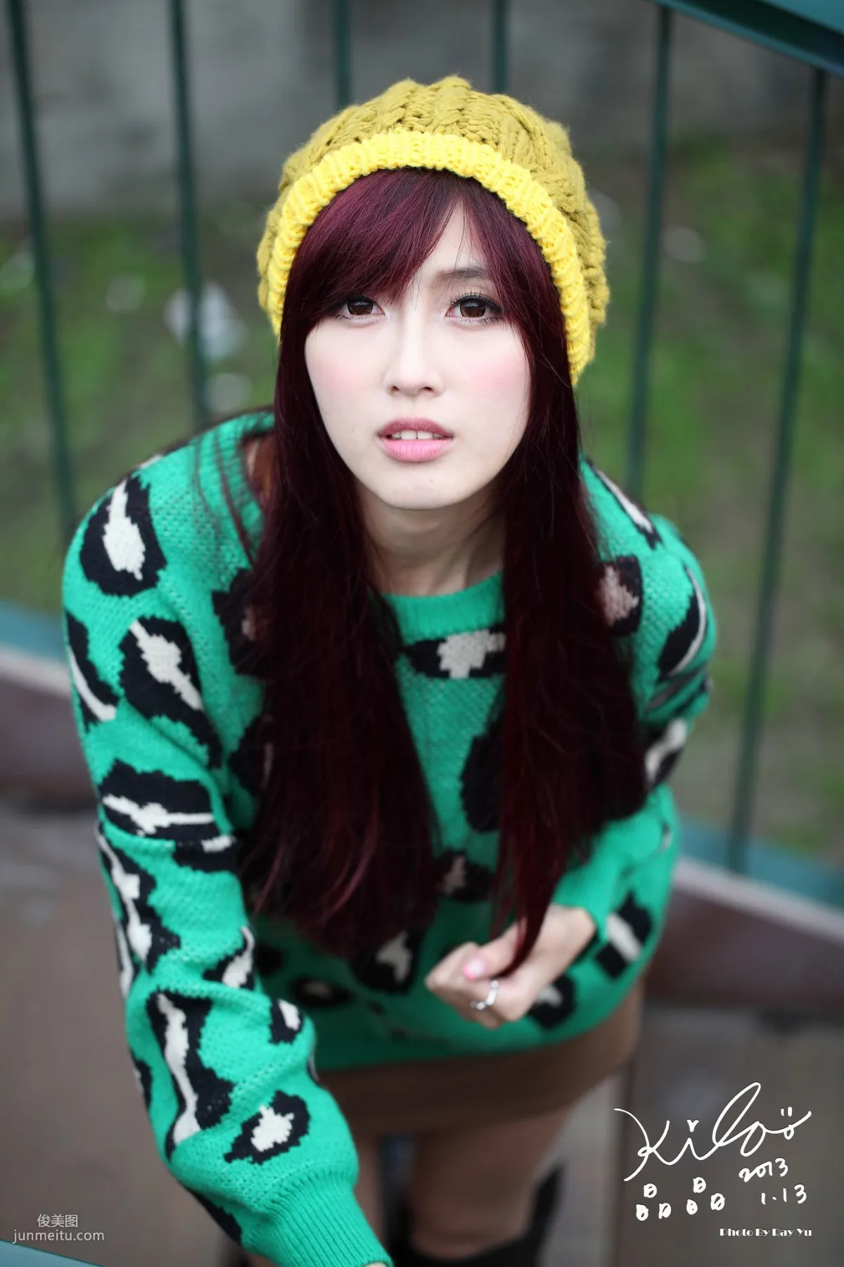 Taiwan Model Liao Tingling/Kila Jingjing, Green Long Coat + Long Boots, Street Snap Photo Set photo 26