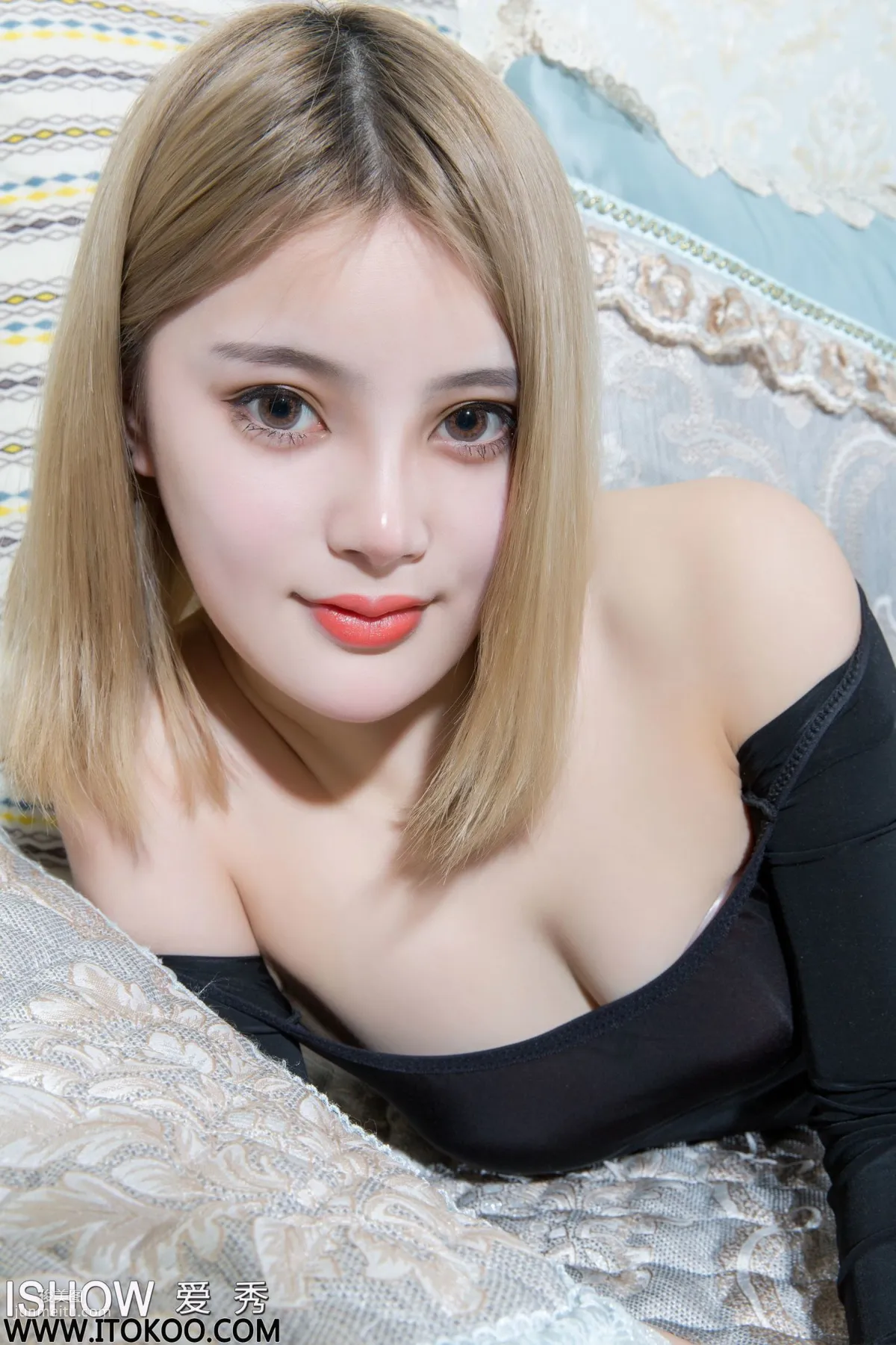 Mi Xueer Michelle, Black Bodysuit + Black Silver Glitter Shiny Stockings [ISHOW] NO.089 Photo Set photo 24