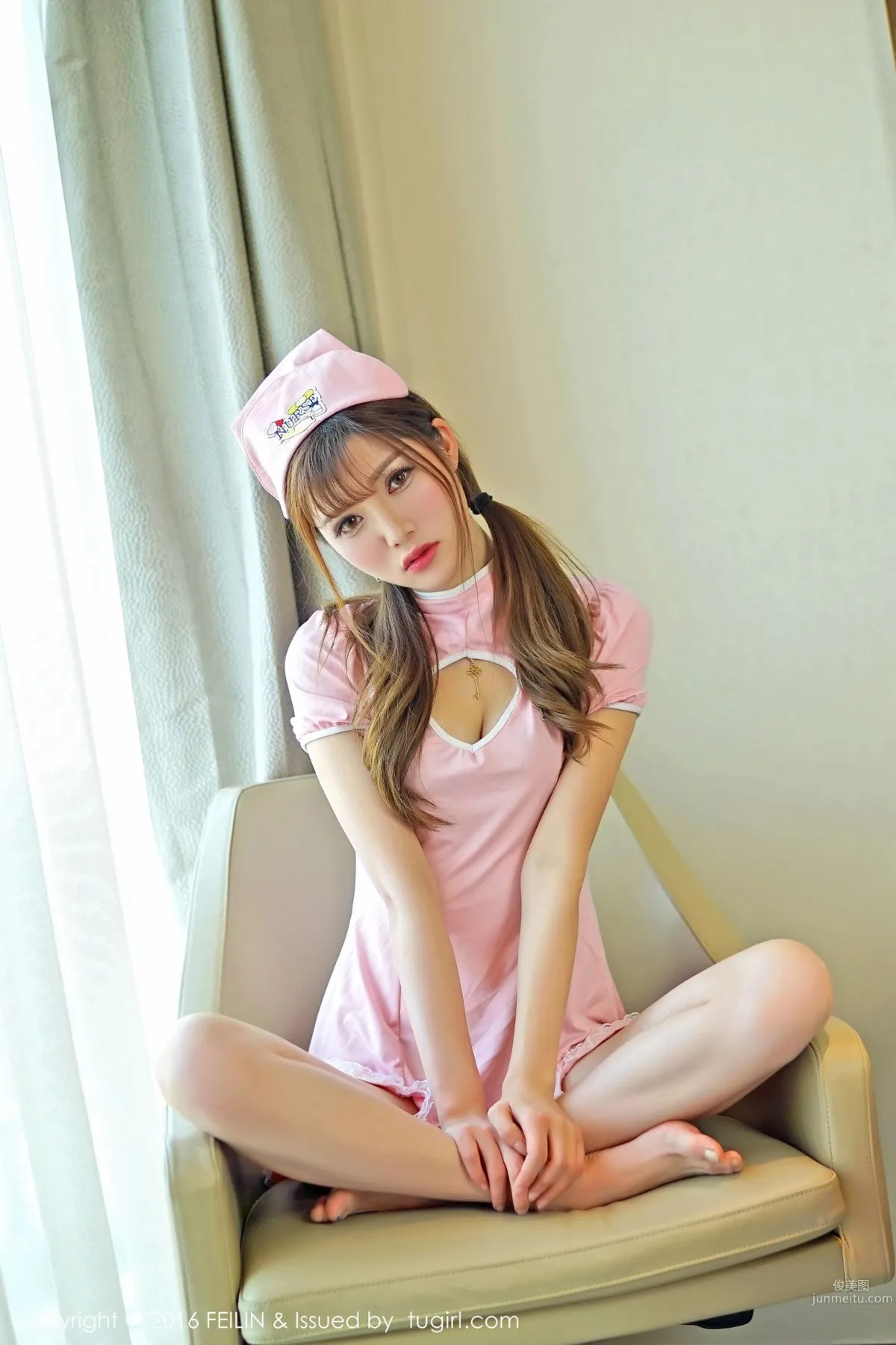 Naicha Emily Leopard Lingerie, Nurse Uniform, Ultra Short Denim Shorts [FeiLin] Vol.036 Photo Set photo 28