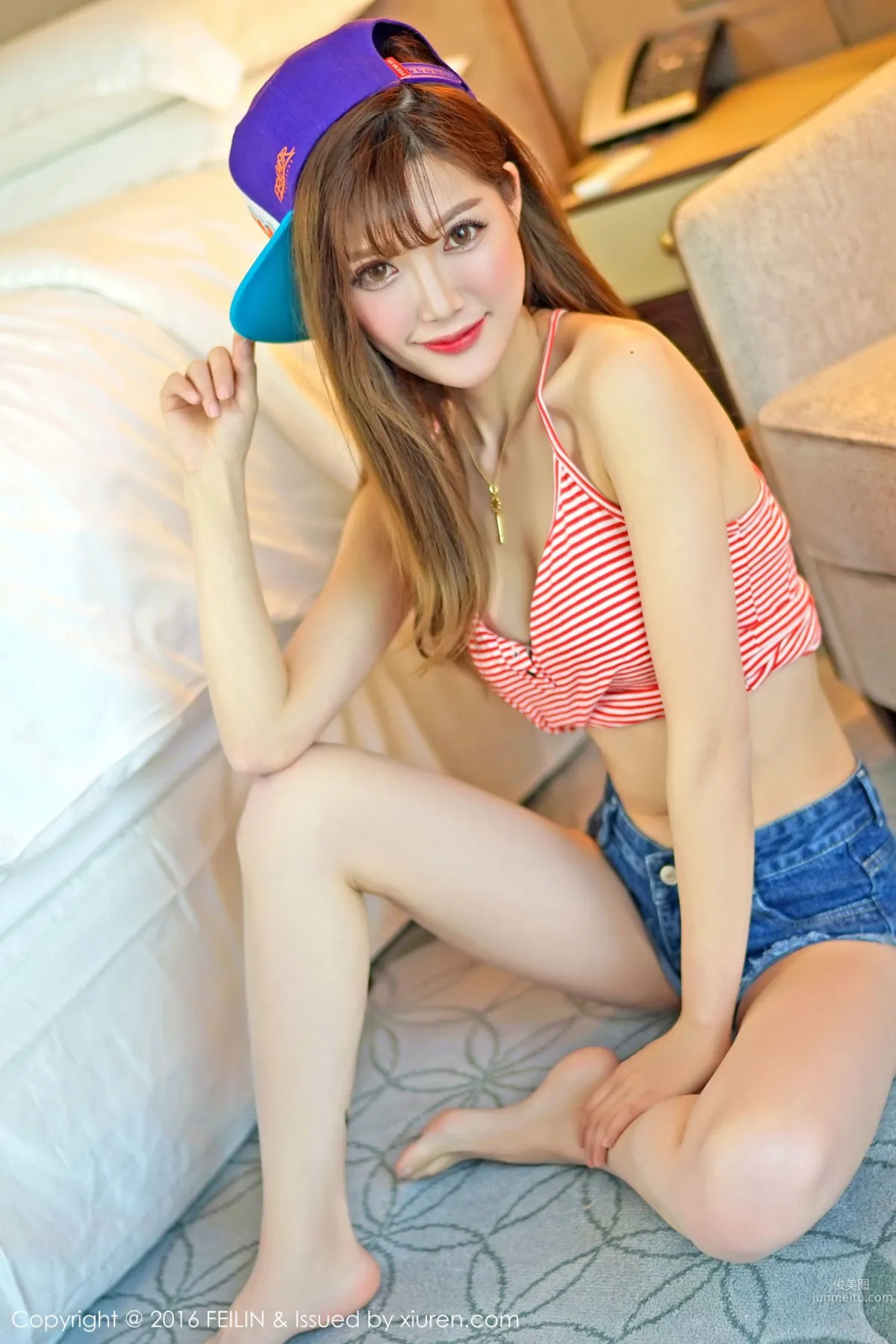 Naicha Emily Leopard Lingerie, Nurse Uniform, Ultra Short Denim Shorts [FeiLin] Vol.036 Photo Set photo 35