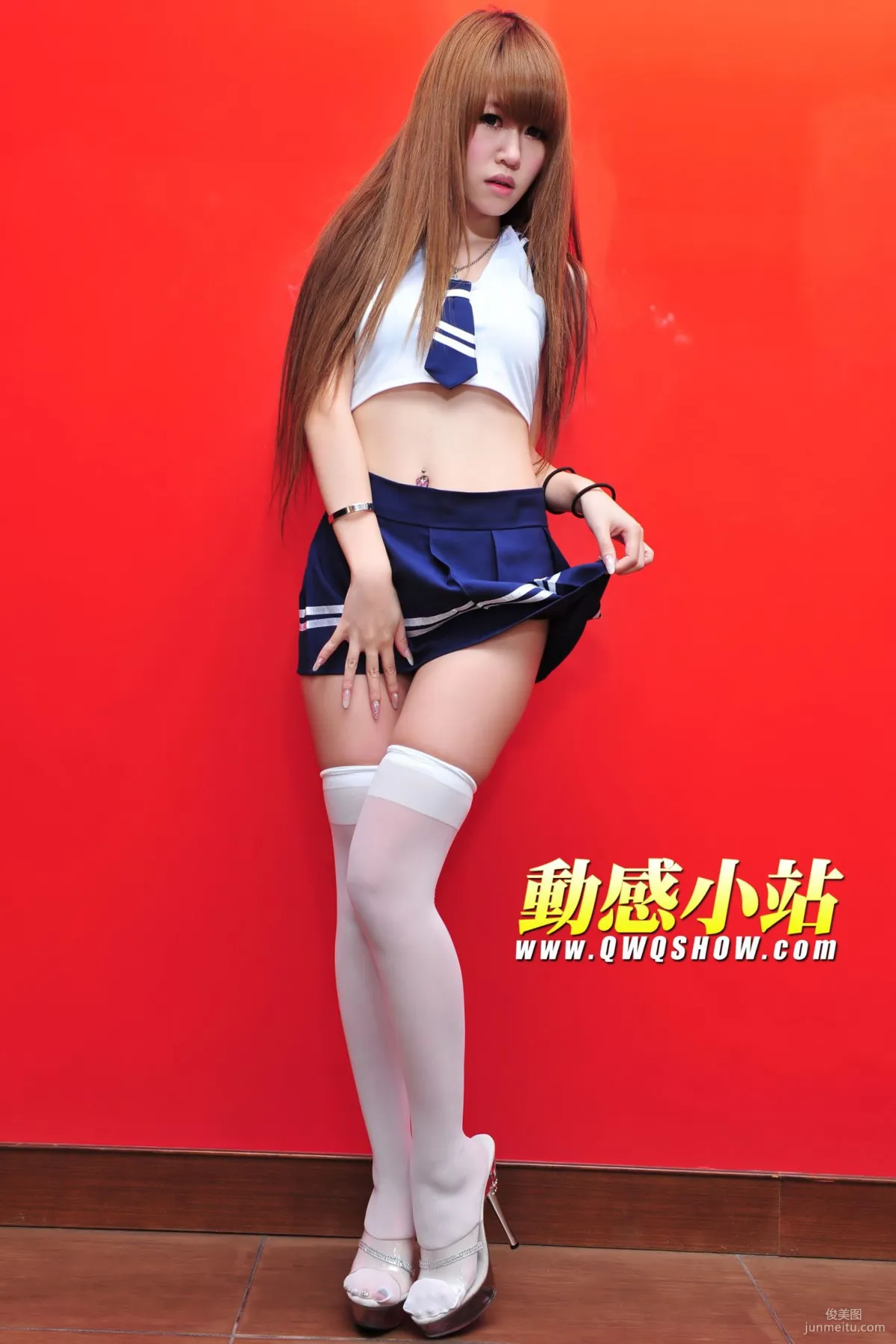 Dynamic Star Ding Ding, White Stockings School Uniform Girl [ShowGirl Star] NO.141 Photo Set photo 21