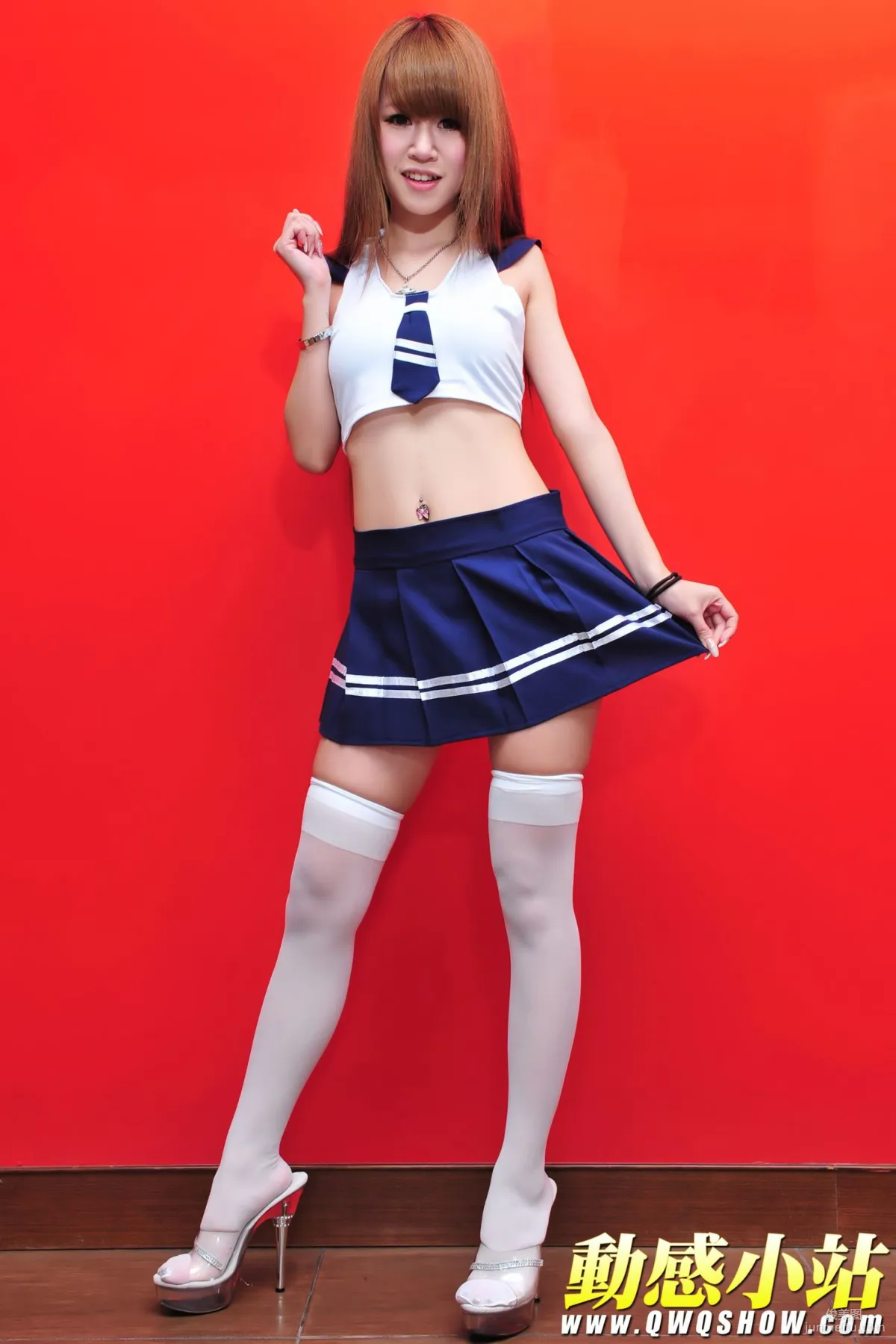 Dynamic Star Ding Ding, White Stockings School Uniform Girl [ShowGirl Star] NO.141 Photo Set photo 76