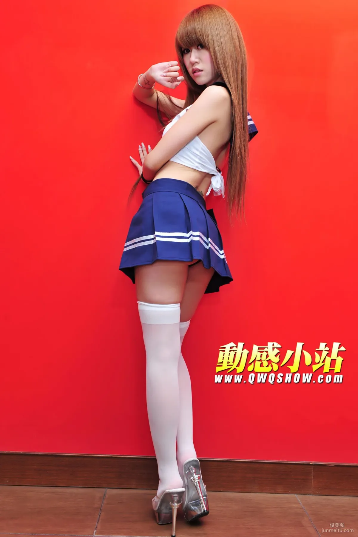 Dynamic Star Ding Ding, White Stockings School Uniform Girl [ShowGirl Star] NO.141 Photo Set photo 85