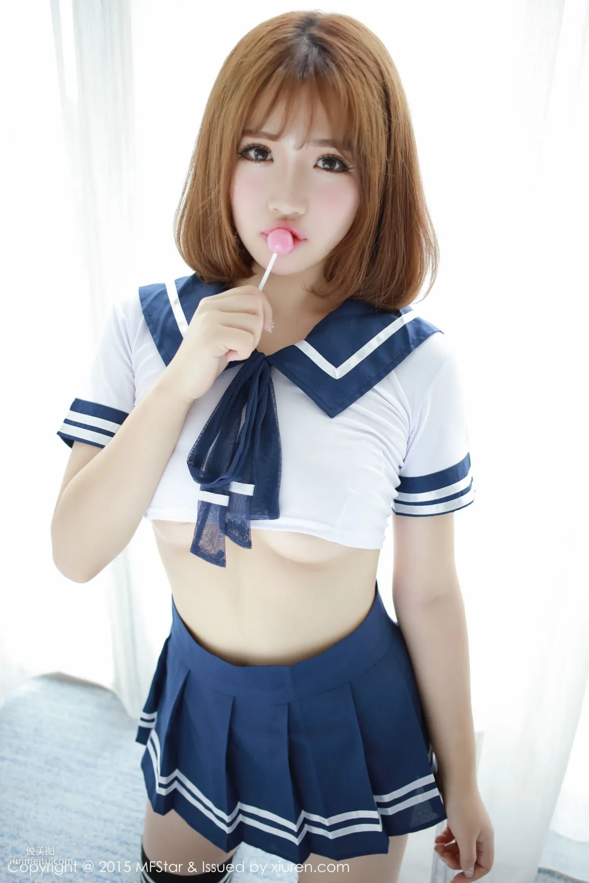 Xu cake, Sexy Sailor Uniform + Pink Tube Top Bodysuit [MFStar] Vol.020 Photo Set photo 2