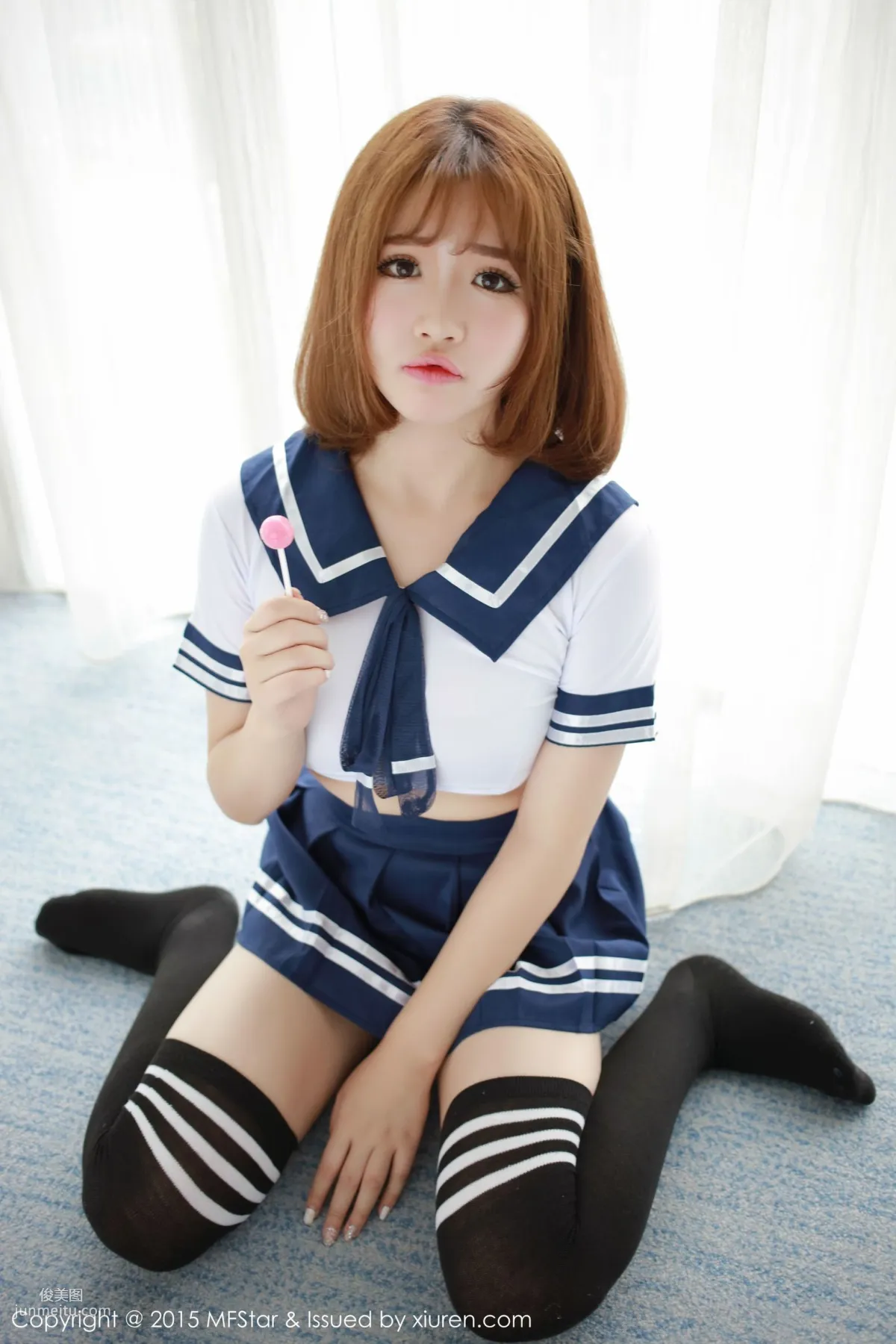 Xu cake, Sexy Sailor Uniform + Pink Tube Top Bodysuit [MFStar] Vol.020 Photo Set photo 4