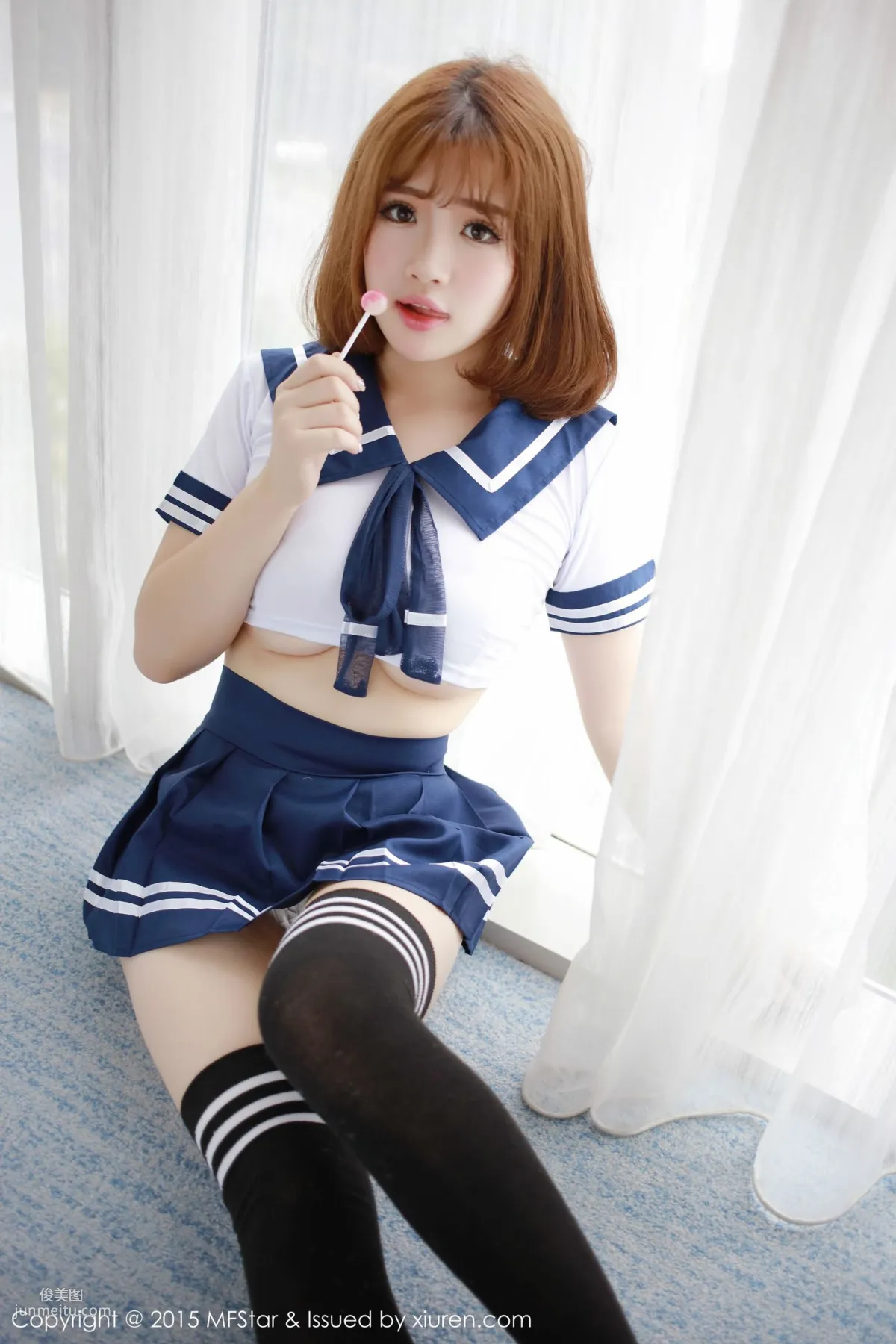Xu cake, Sexy Sailor Uniform + Pink Tube Top Bodysuit [MFStar] Vol.020 Photo Set photo 23