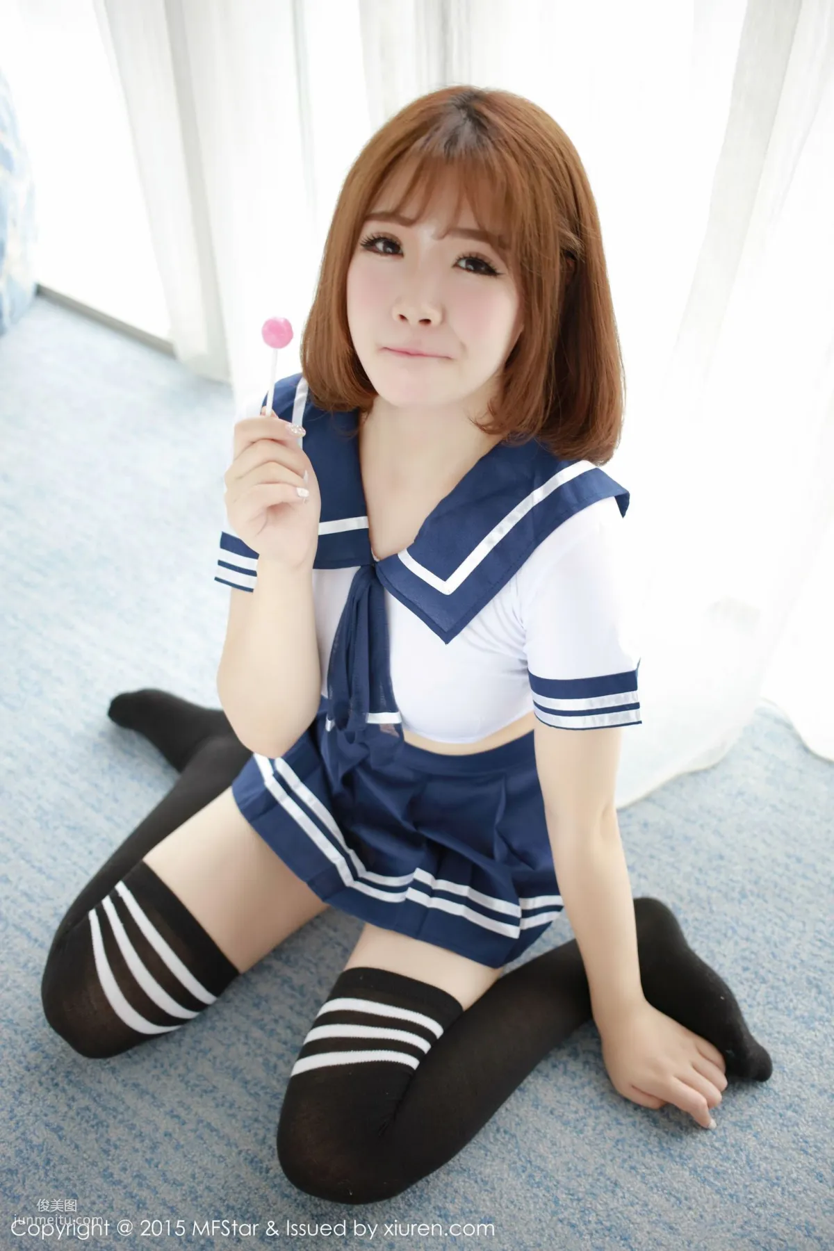 Xu cake, Sexy Sailor Uniform + Pink Tube Top Bodysuit [MFStar] Vol.020 Photo Set photo 8