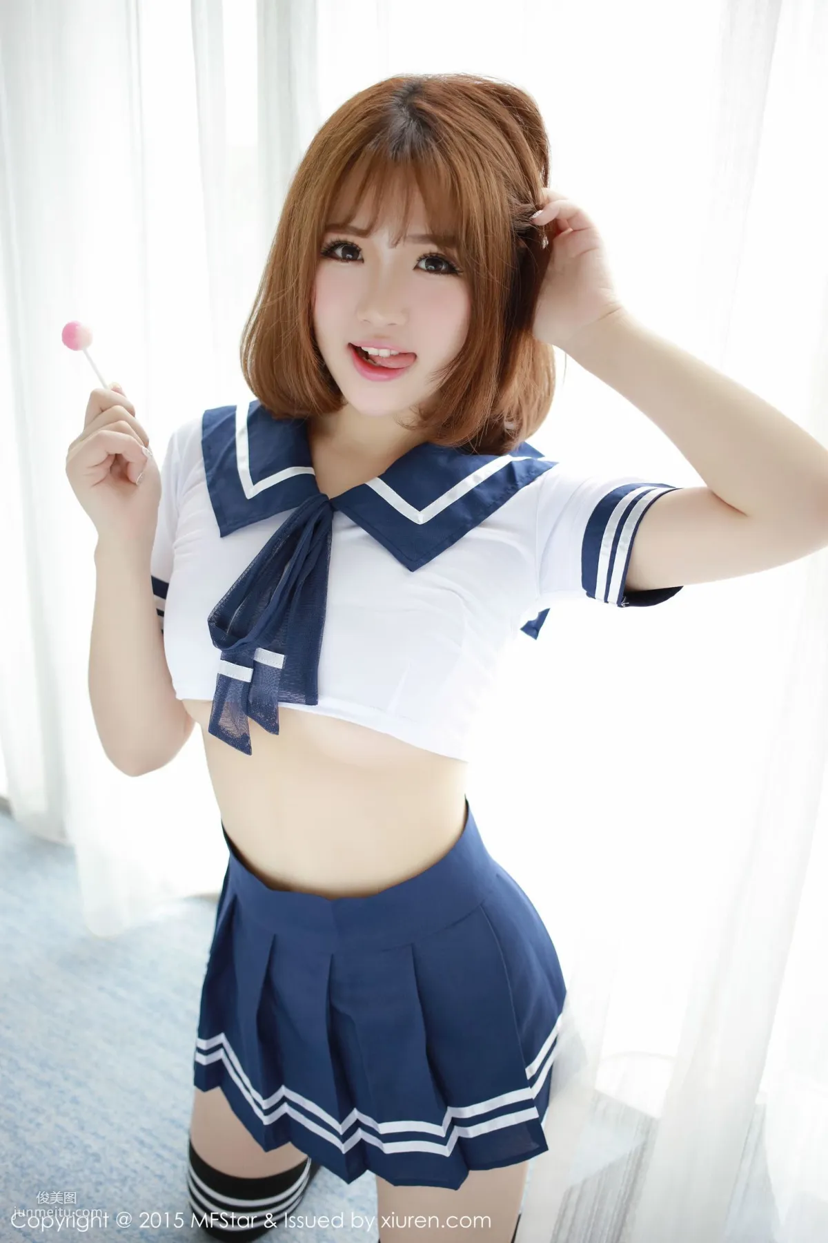 Xu cake, Sexy Sailor Uniform + Pink Tube Top Bodysuit [MFStar] Vol.020 Photo Set photo 3