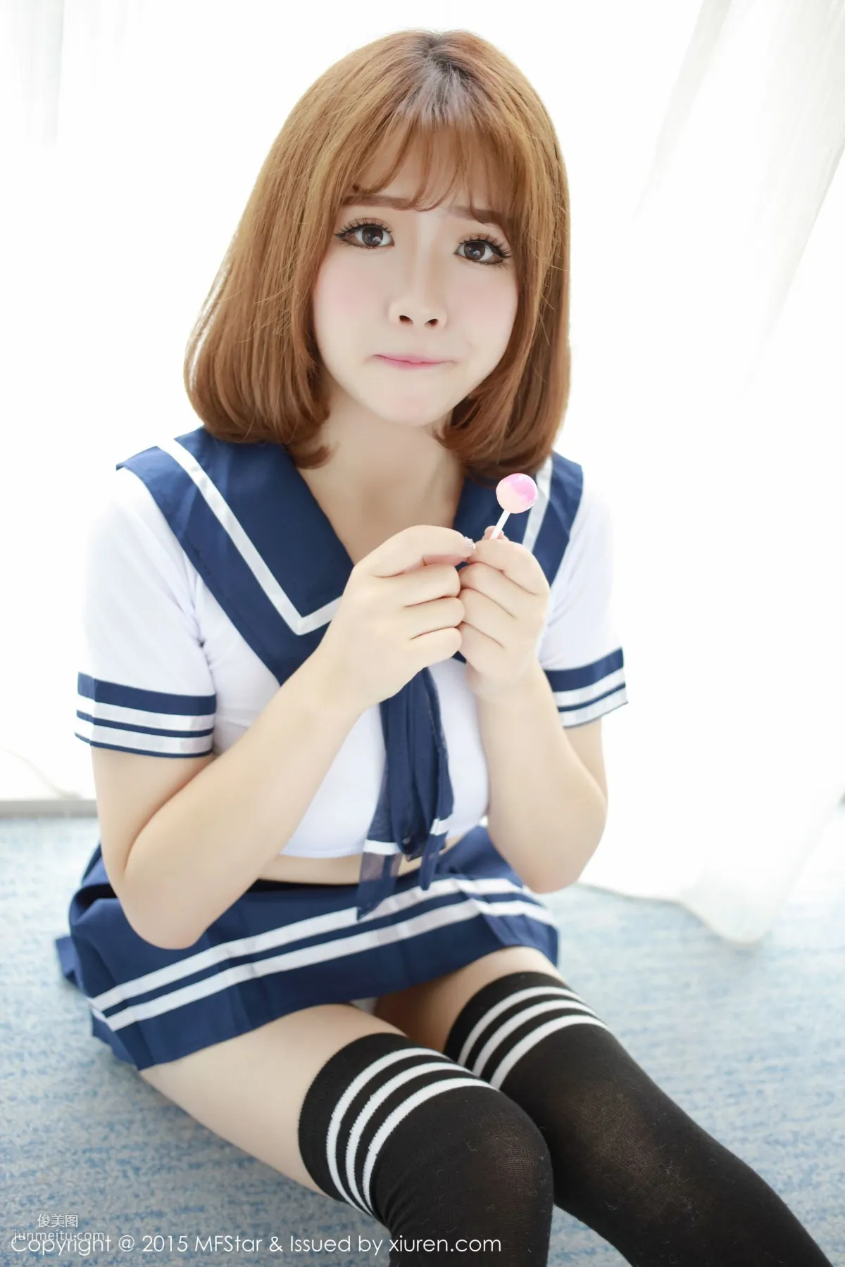 Xu cake, Sexy Sailor Uniform + Pink Tube Top Bodysuit [MFStar] Vol.020 Photo Set photo 11