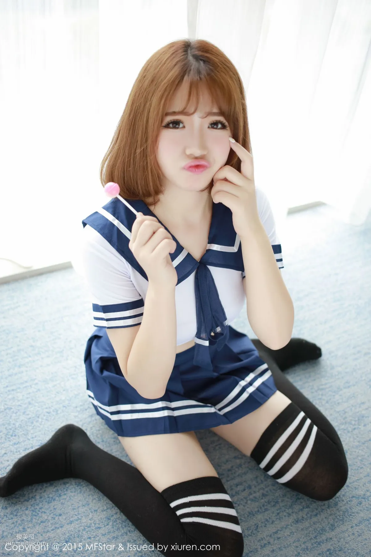 Xu cake, Sexy Sailor Uniform + Pink Tube Top Bodysuit [MFStar] Vol.020 Photo Set photo 6