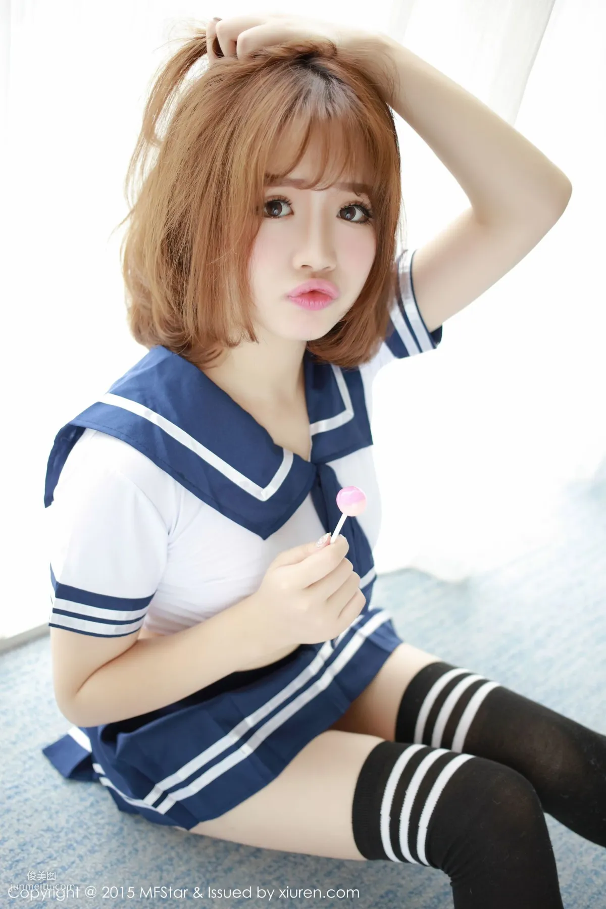 Xu cake, Sexy Sailor Uniform + Pink Tube Top Bodysuit [MFStar] Vol.020 Photo Set photo 13