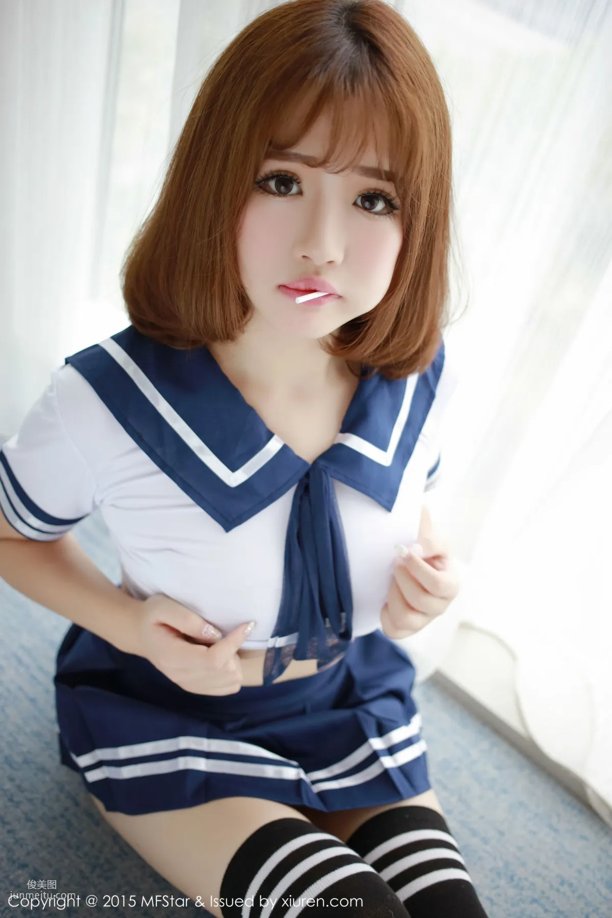 Xu cake, Sexy Sailor Uniform + Pink Tube Top Bodysuit [MFStar] Vol.020 Photo Set photo 20