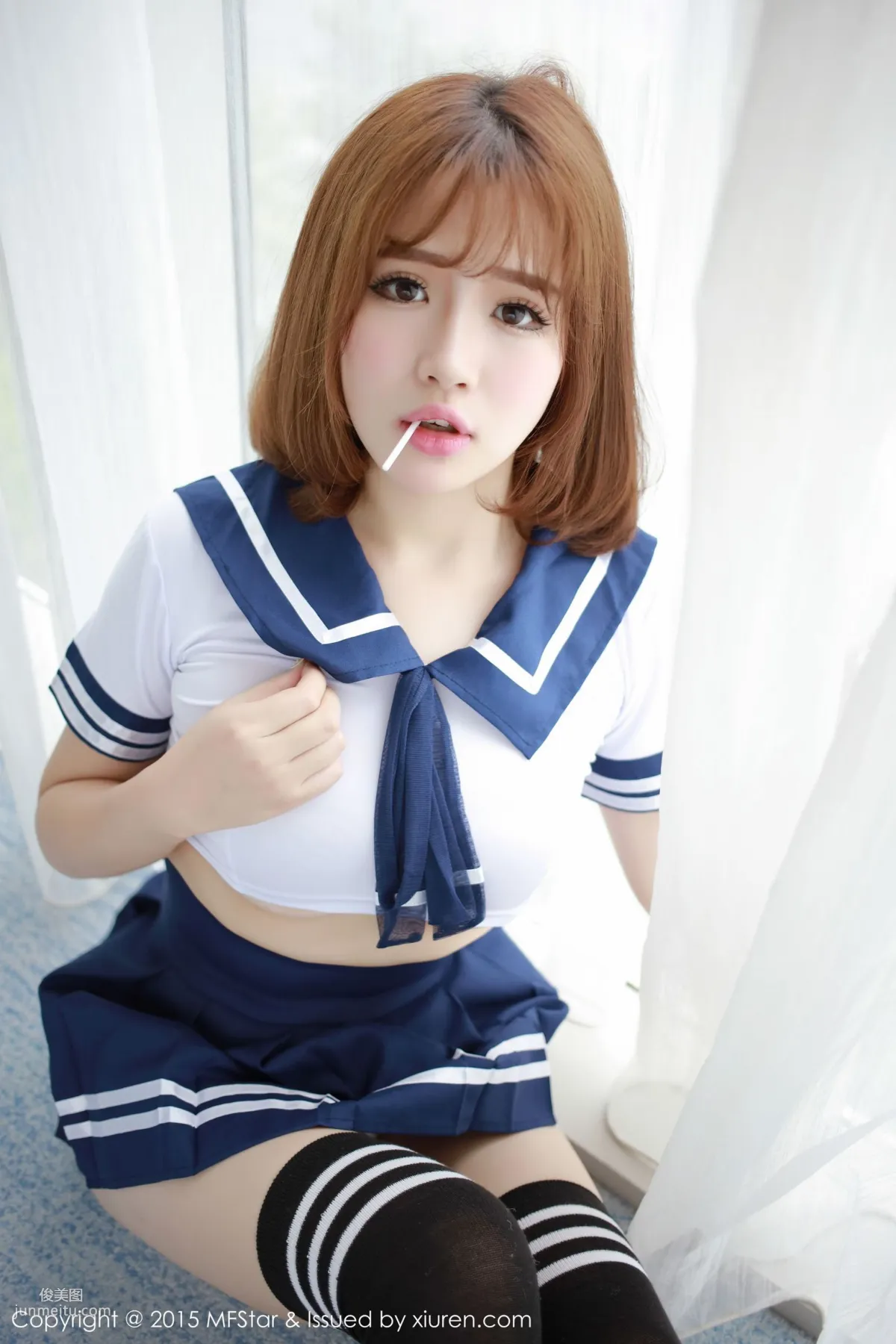 Xu cake, Sexy Sailor Uniform + Pink Tube Top Bodysuit [MFStar] Vol.020 Photo Set photo 21