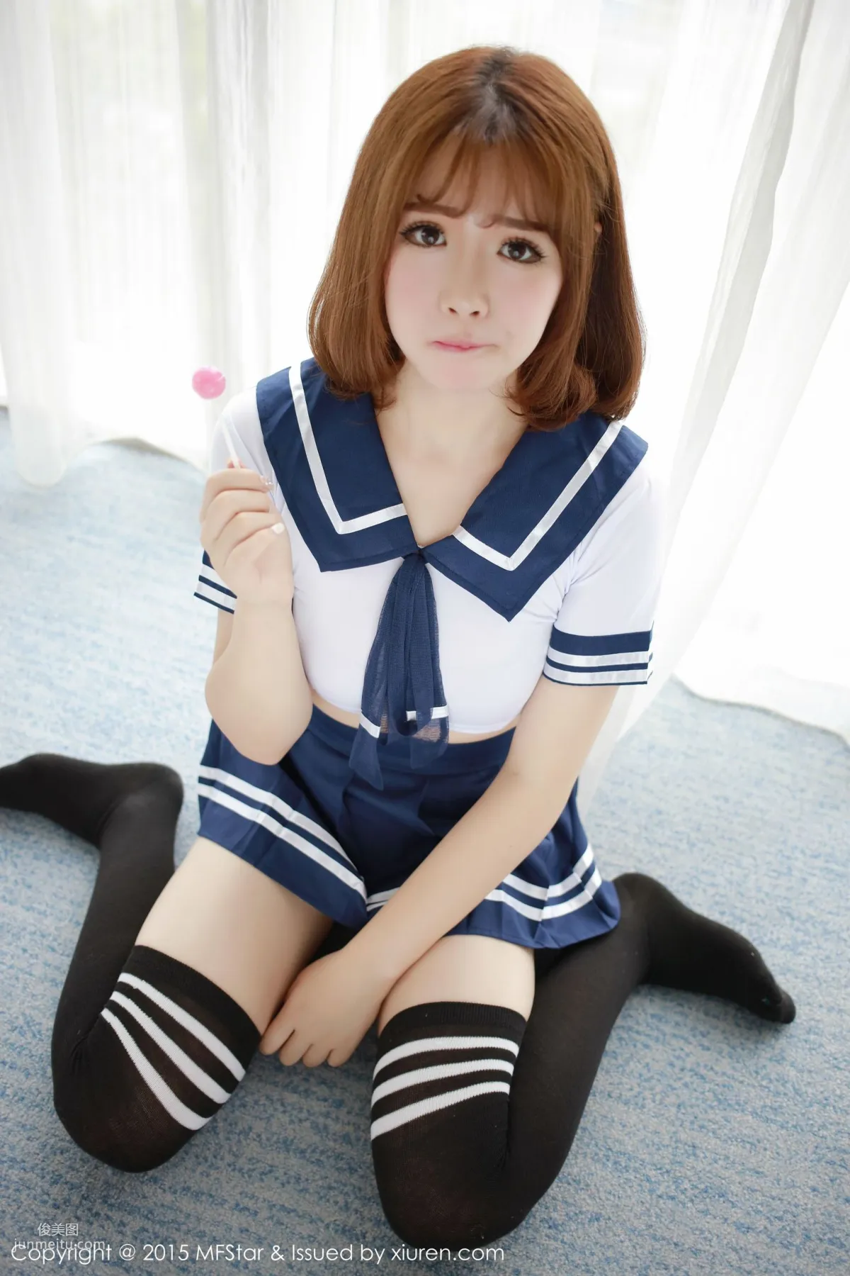 Xu cake, Sexy Sailor Uniform + Pink Tube Top Bodysuit [MFStar] Vol.020 Photo Set photo 10