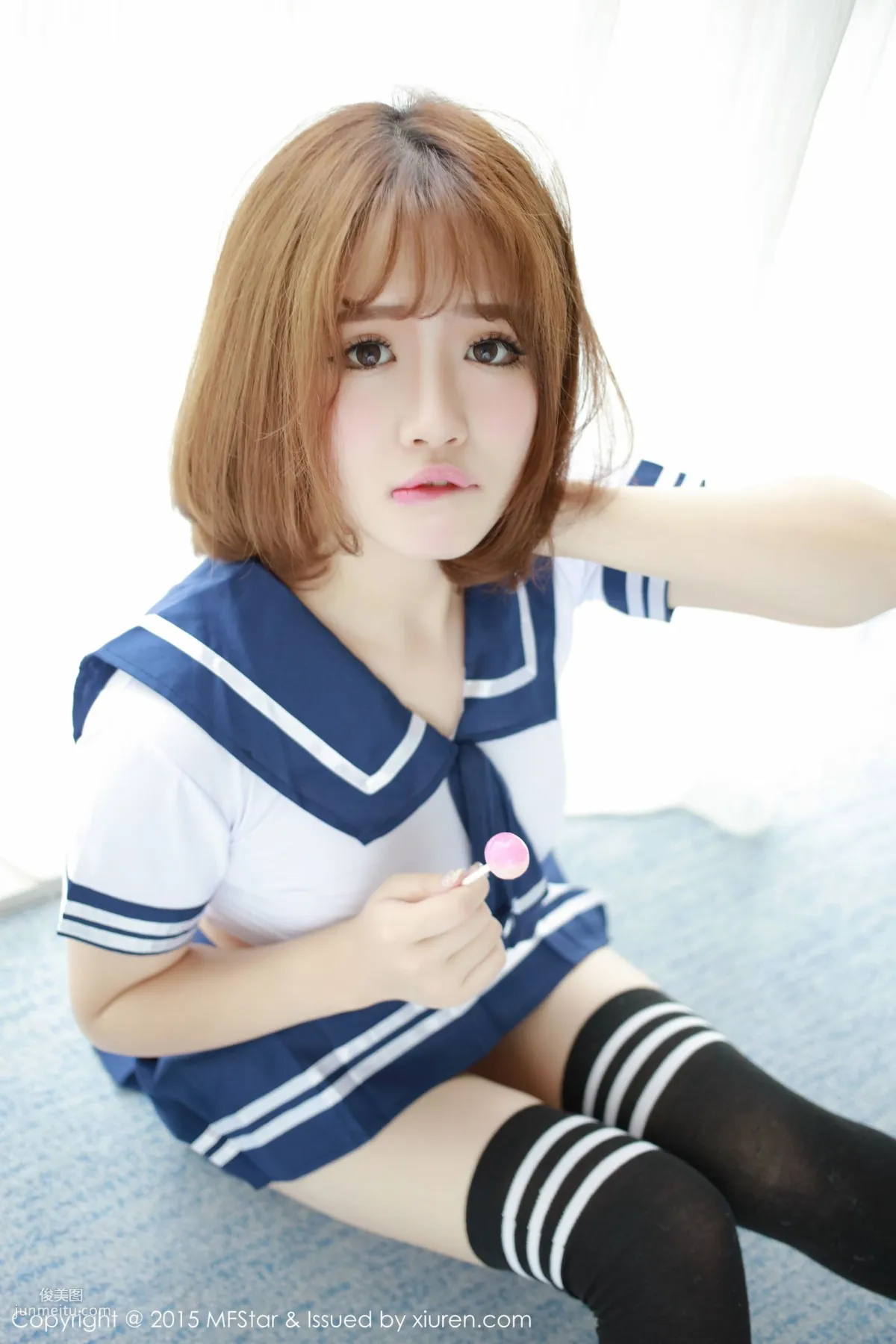 Xu cake, Sexy Sailor Uniform + Pink Tube Top Bodysuit [MFStar] Vol.020 Photo Set photo 14