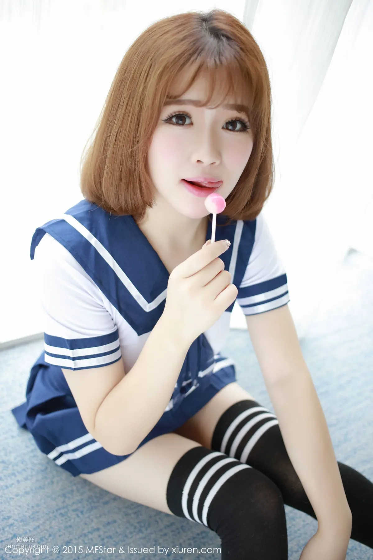 Xu cake, Sexy Sailor Uniform + Pink Tube Top Bodysuit [MFStar] Vol.020 Photo Set photo 16