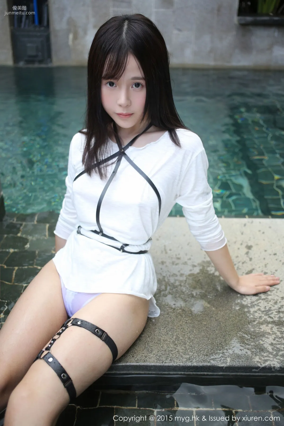 Evelyn Ai Li, Black Stockings Garter + Pool Wet Look [MyGirl] Vol.170 Photo Set photo 10