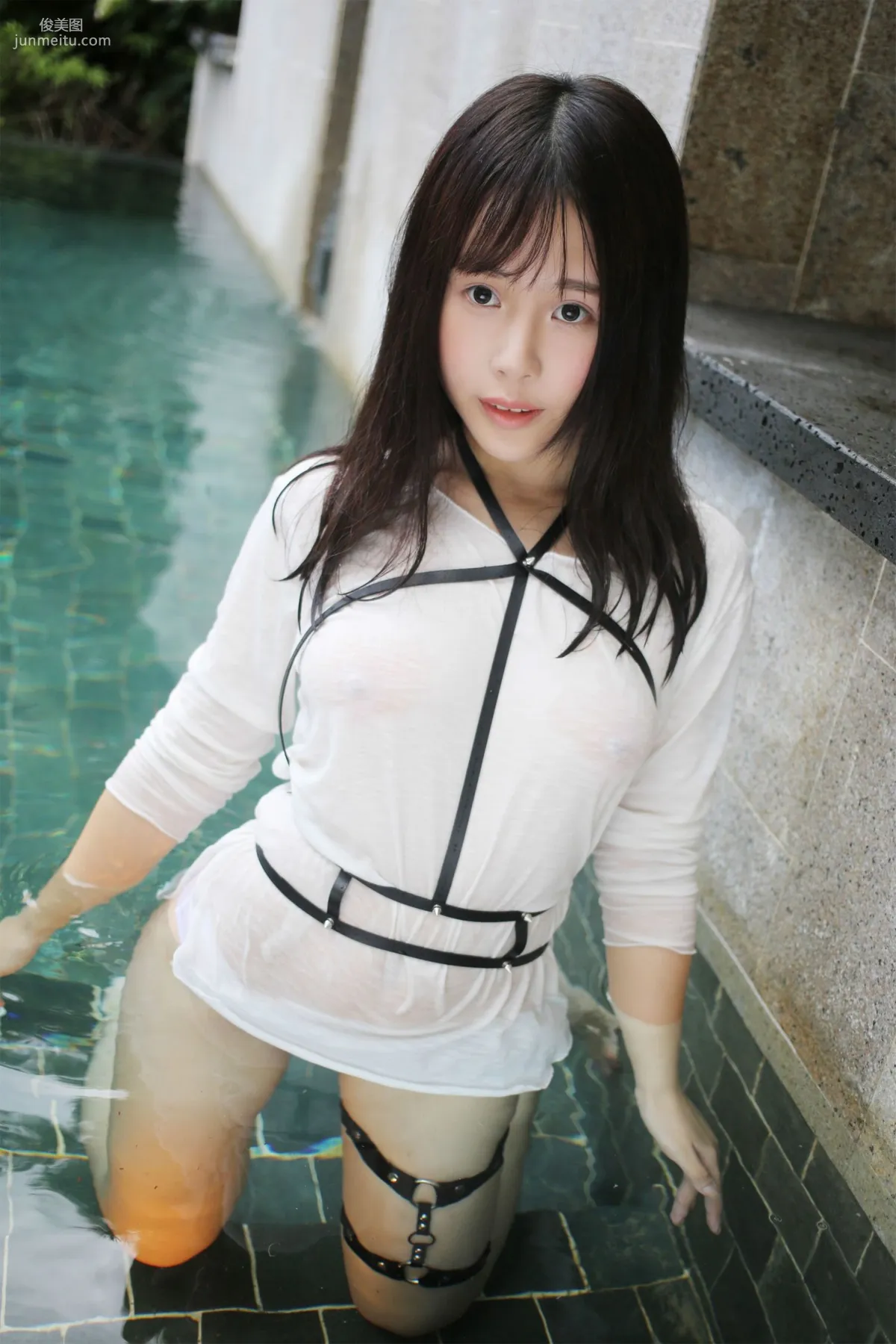 Evelyn Ai Li, Black Stockings Garter + Pool Wet Look [MyGirl] Vol.170 Photo Set photo 29
