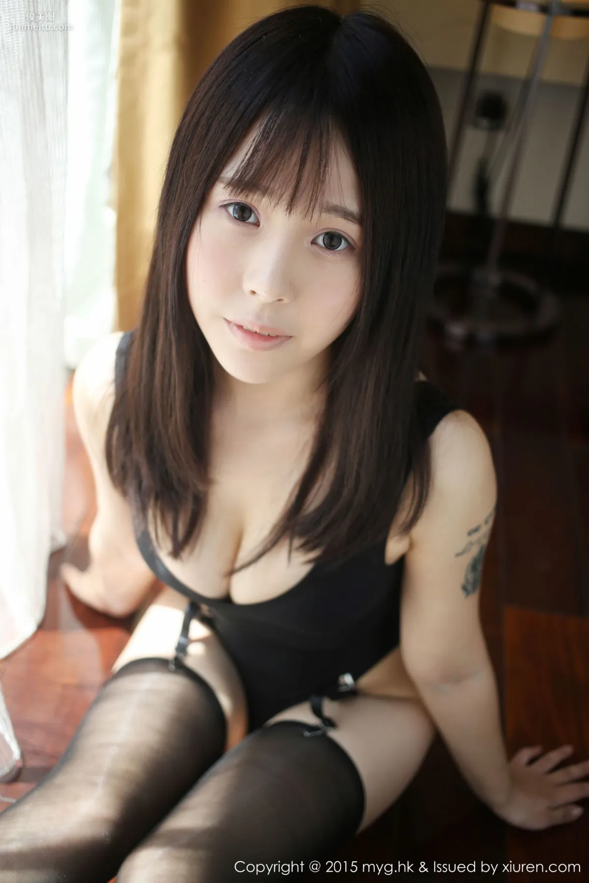 Evelyn Ai Li, High-Cut School Swimsuit + Black Stockings Suspender [MyGirl] Vol.166 Photo Set photo 30