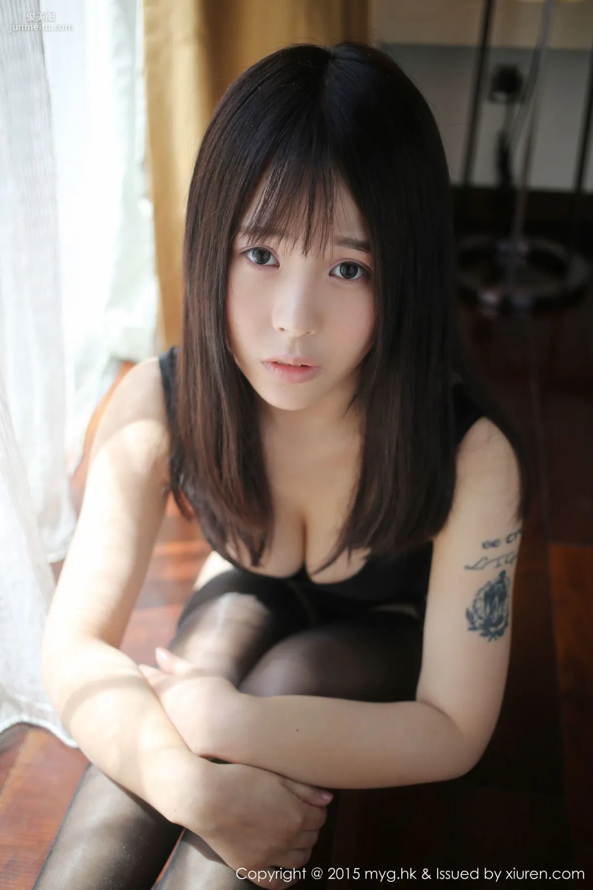 Evelyn Ai Li, High-Cut School Swimsuit + Black Stockings Suspender [MyGirl] Vol.166 Photo Set photo 33