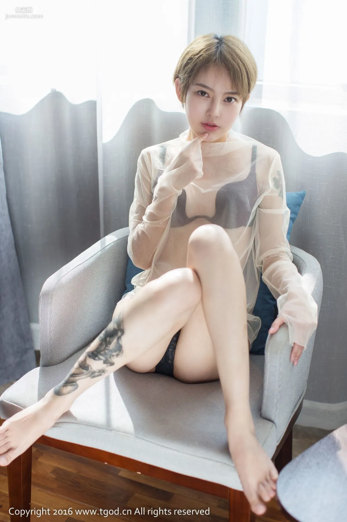 lynne Li Mo, See-Through Outfit Short-Haired Girl [TGOD] Photo Set photo 6