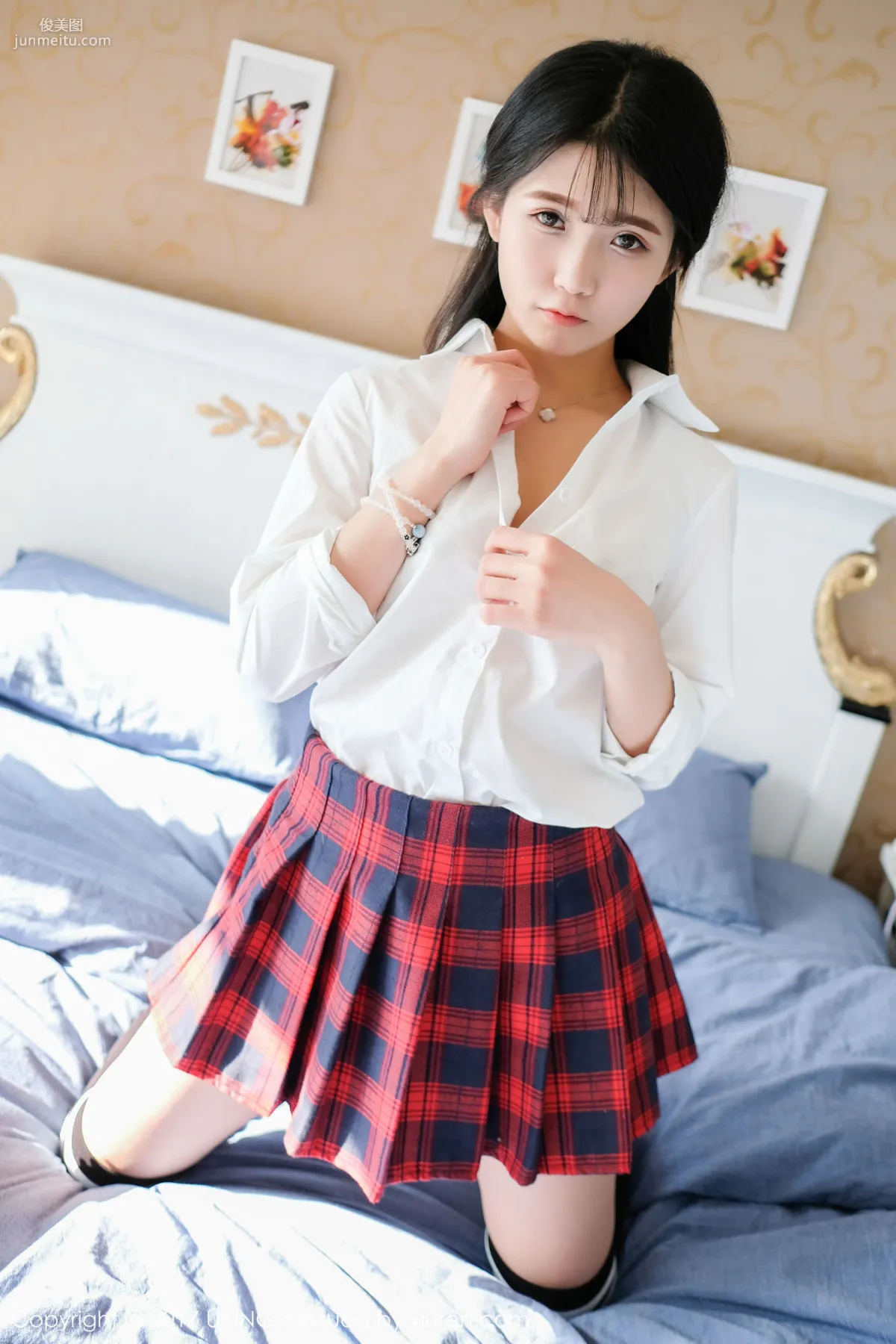 Cute Little Leaf Shirt Student Uniform + Lace Lingerie [UXING] VOL.046 Photo Set photo 21
