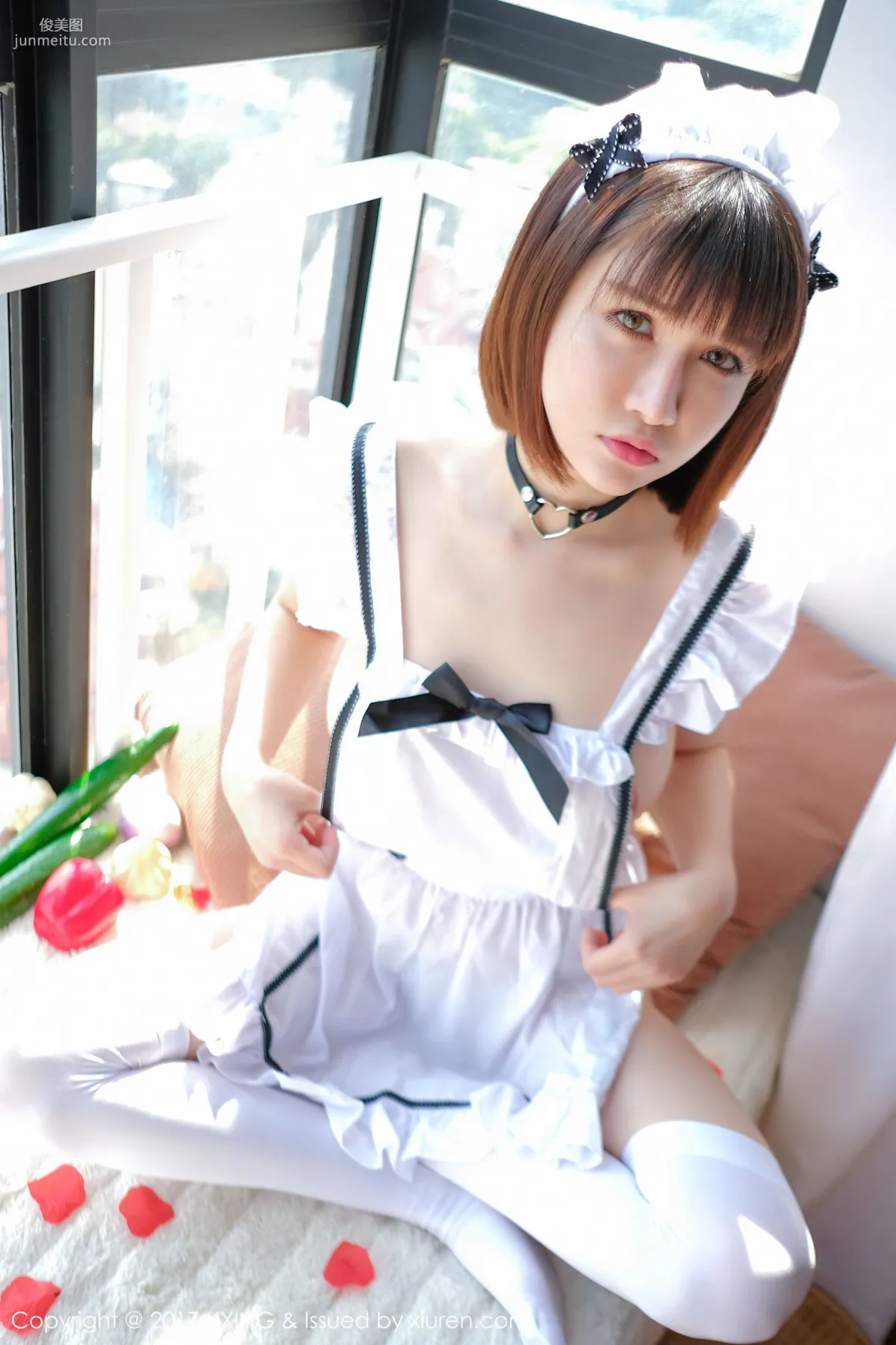 K8 Aojiao Mengmeng Vivian, Maid Outfit + Cucumber Theme [UXING] VOL.058 Photo Set photo 12