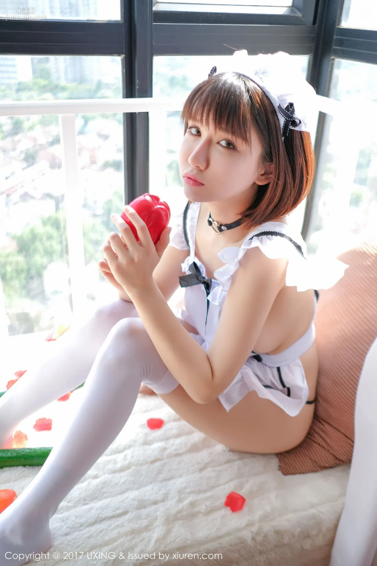 K8 Aojiao Mengmeng Vivian, Maid Outfit + Cucumber Theme [UXING] VOL.058 Photo Set photo 33